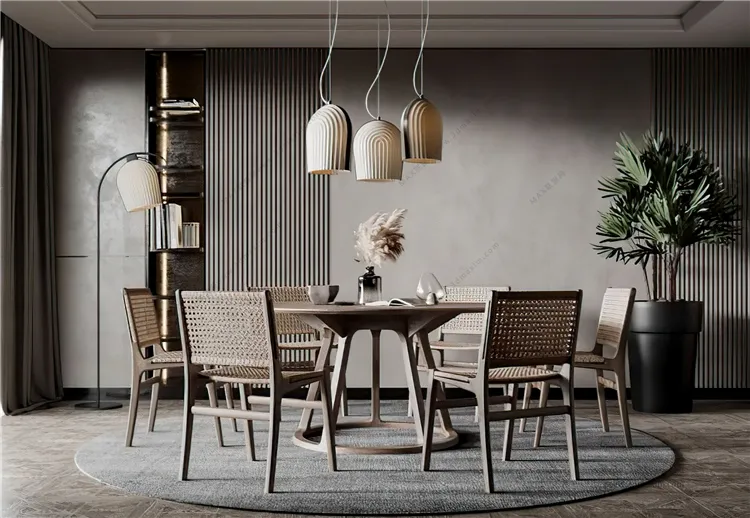 Dining Room 3D Interior Scene Model – Wabi Sabi Style – 022 Dining Room 3D Interior Scene Model – Wabi Sabi Style – 022