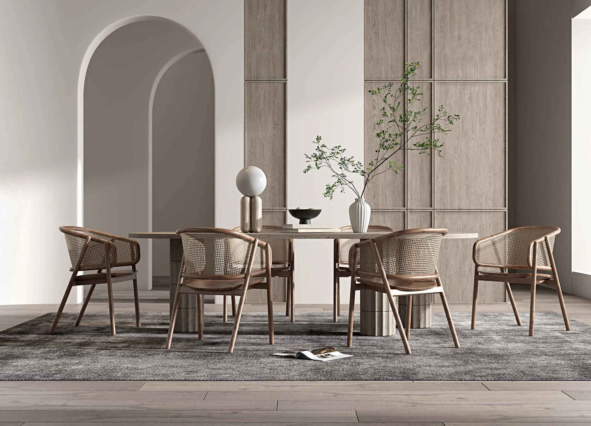 Dining Room 3D Interior Scene Model – Wabi Sabi Style – 029 Dining Room 3D Interior Scene Model – Wabi Sabi Style – 029