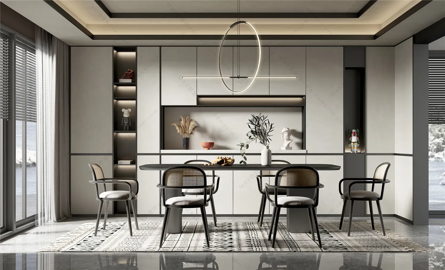 Dining Room 3D Interior Scene Model – Wabi Sabi Style – 032 Dining Room 3D Interior Scene Model – Wabi Sabi Style – 032