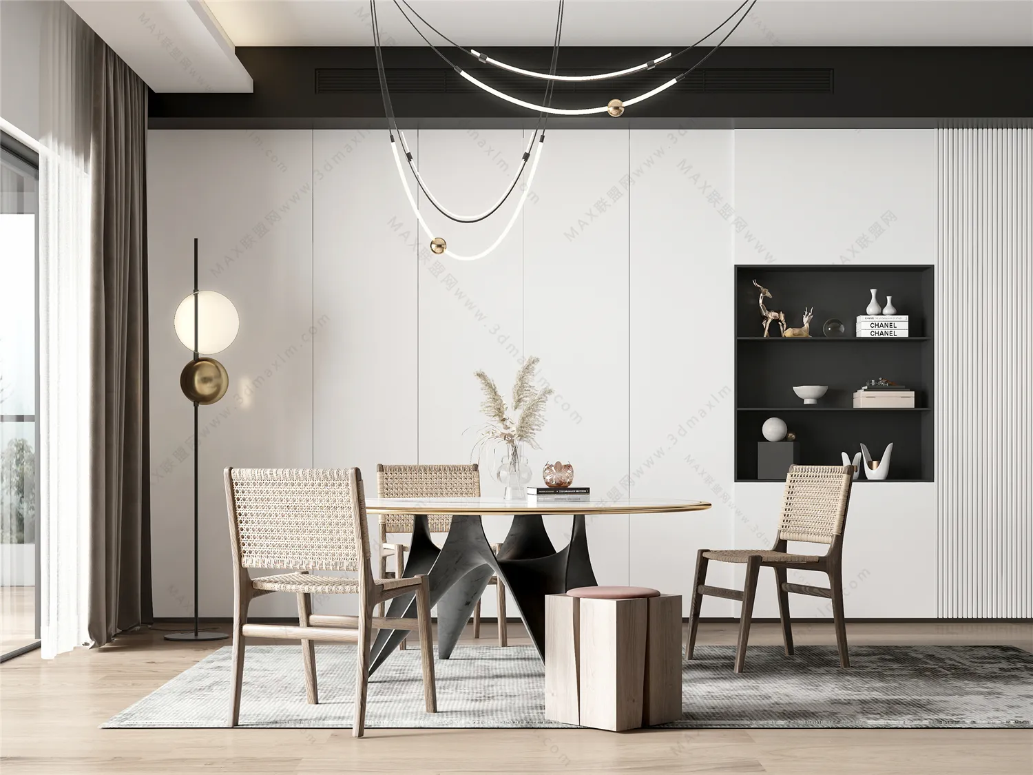 Dining Room 3D Interior Scene Model – Wabi Sabi Style – 033 Dining Room 3D Interior Scene Model – Wabi Sabi Style – 033