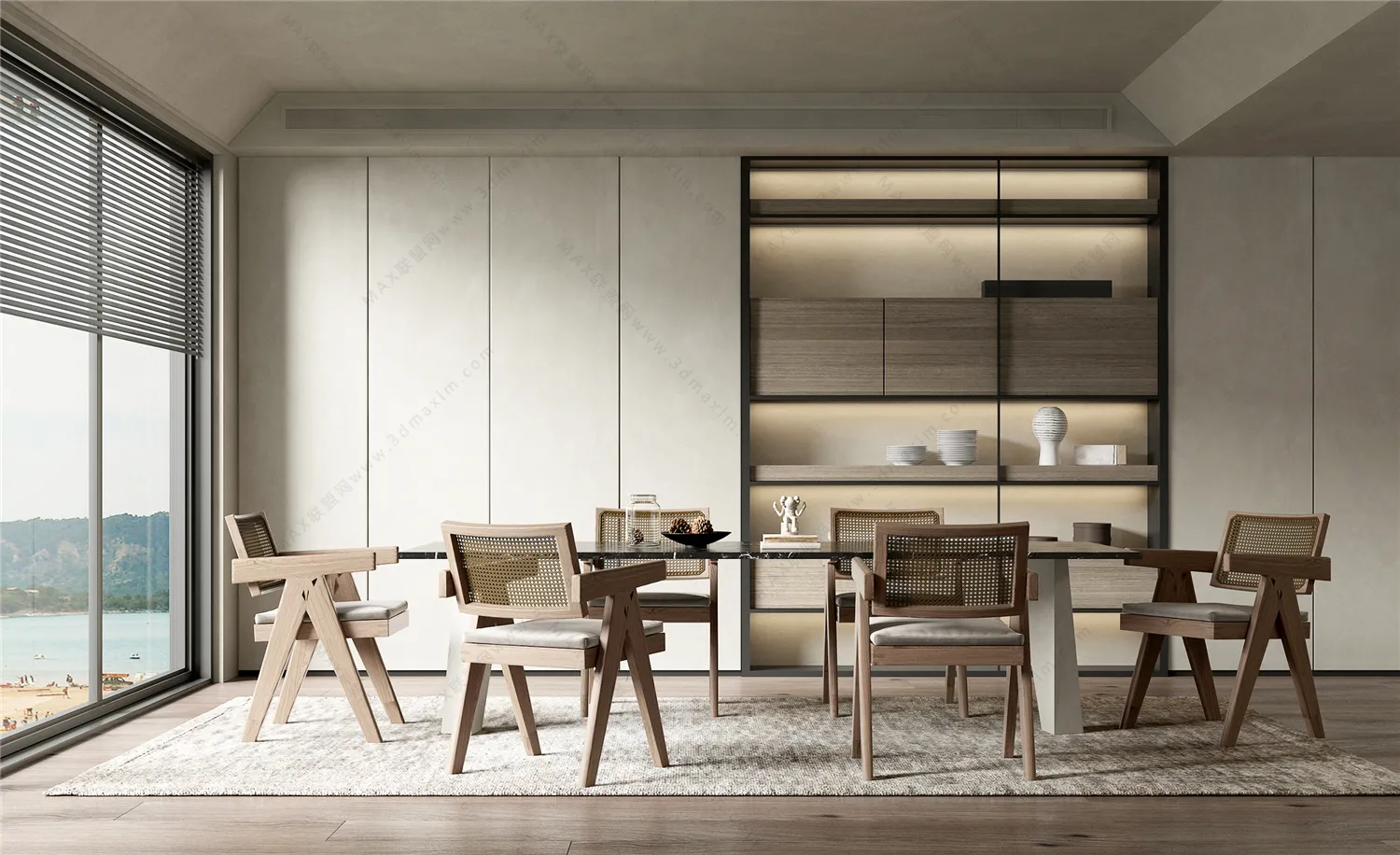 Dining Room 3D Interior Scene Model – Wabi Sabi Style – 034 Dining Room 3D Interior Scene Model – Wabi Sabi Style – 034