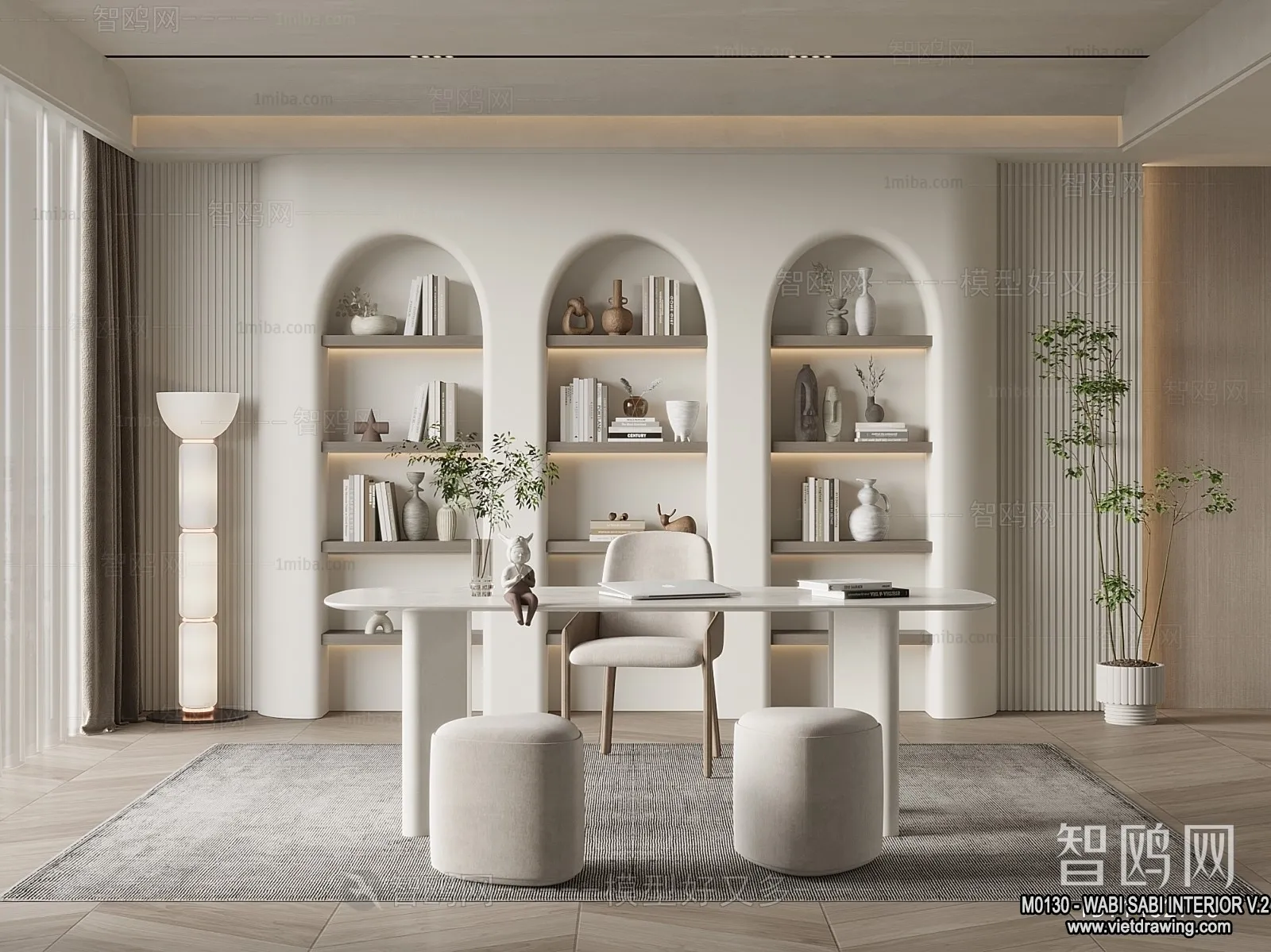 Dining Room 3D Interior Scene Model – Wabi Sabi Style – 046 Dining Room 3D Interior Scene Model – Wabi Sabi Style – 046