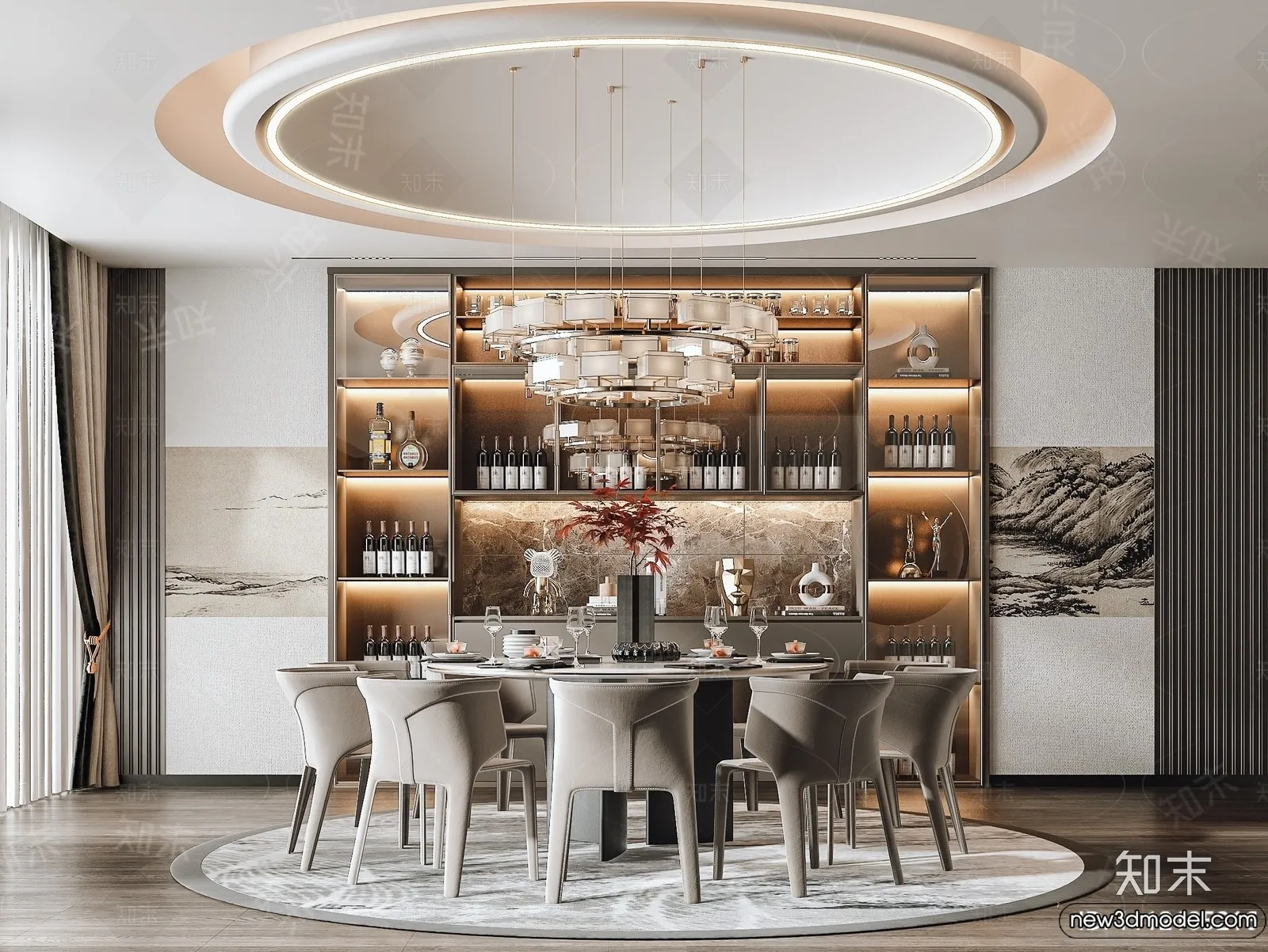 Dining Room – 3D Models – 3D Interior Scenes – 027 Dining Room – 3D Models – 3D Interior Scenes – 027