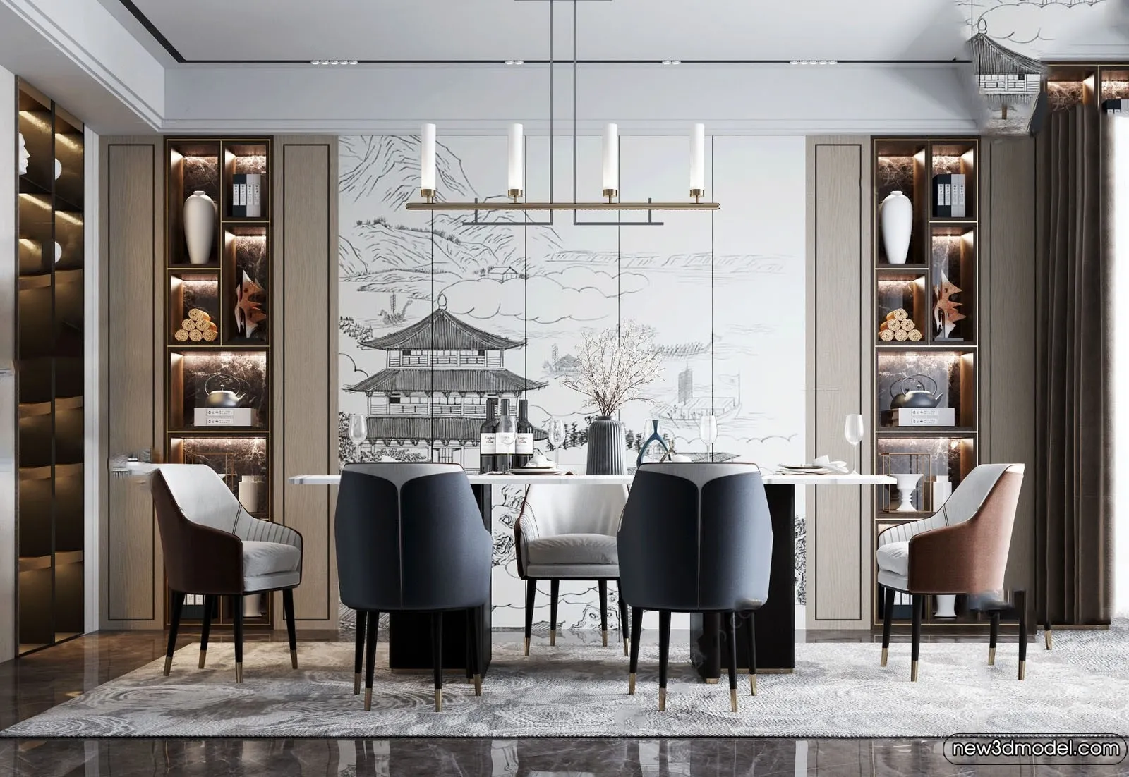 Dining Room – 3D Models – 3D Interior Scenes – 194 Dining Room – 3D Models – 3D Interior Scenes – 194