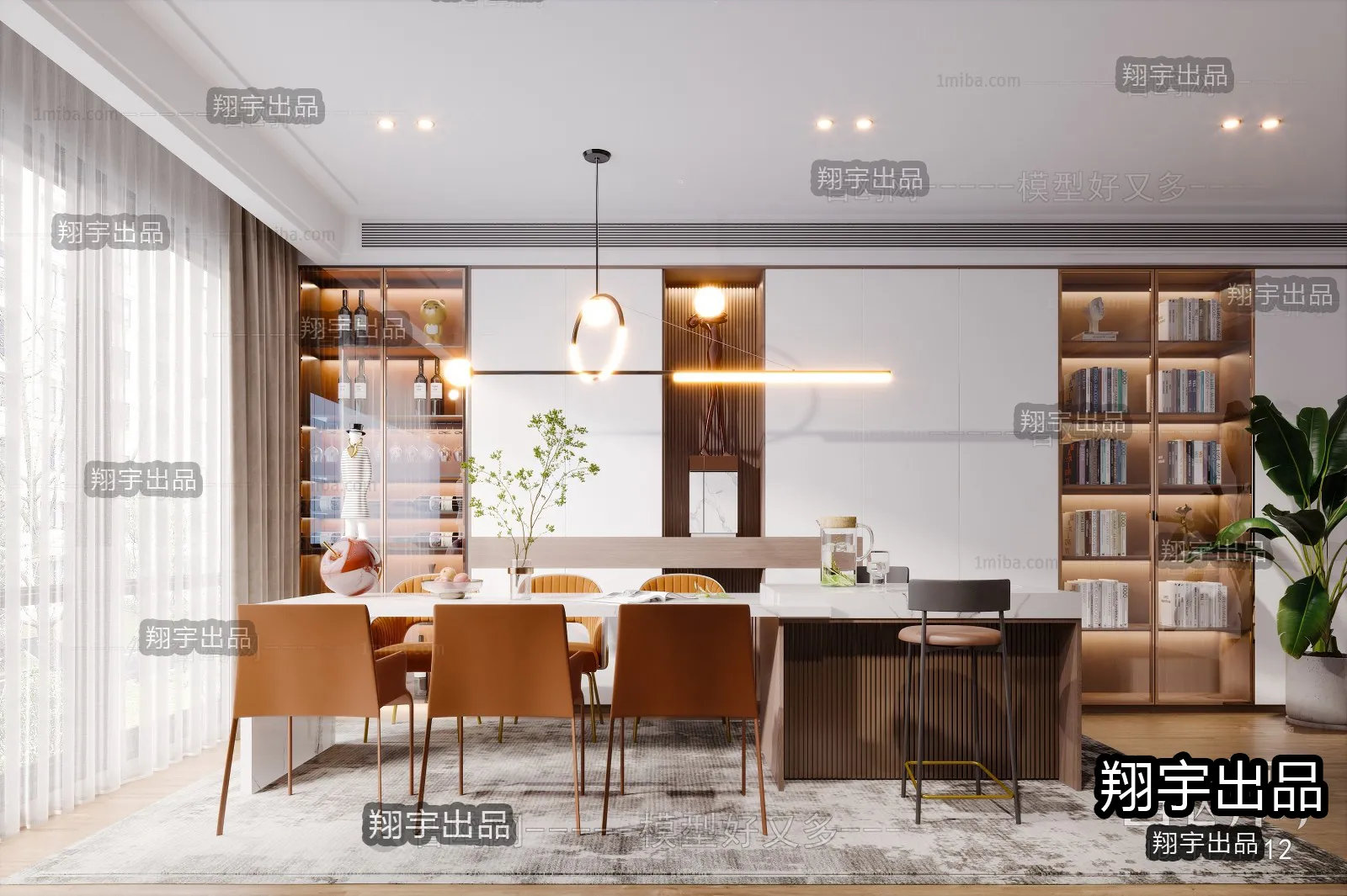Dining Room – Modern Style Interior 3D Scenes – 001 Dining Room – Modern Style Interior 3D Scenes – 001