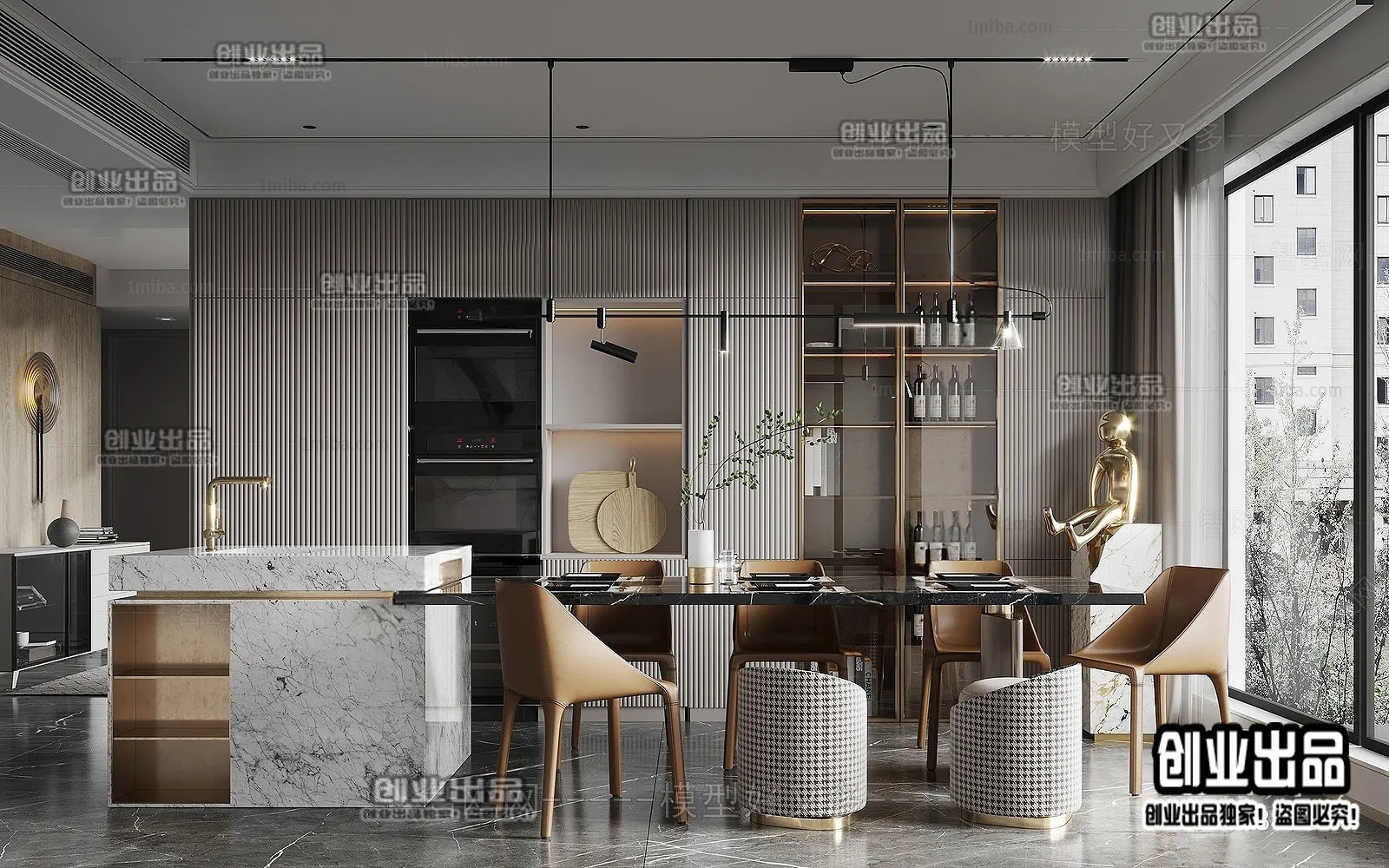Dining Room – Modern Style Interior 3D Scenes – 003 Dining Room – Modern Style Interior 3D Scenes – 003