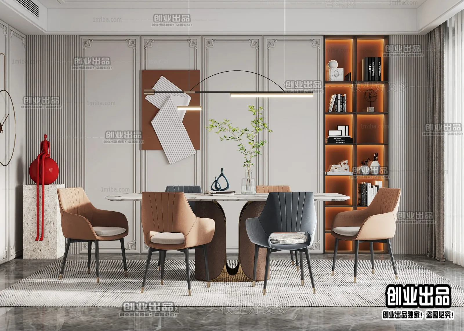 Dining Room – Modern Style Interior 3D Scenes – 004 Dining Room – Modern Style Interior 3D Scenes – 004