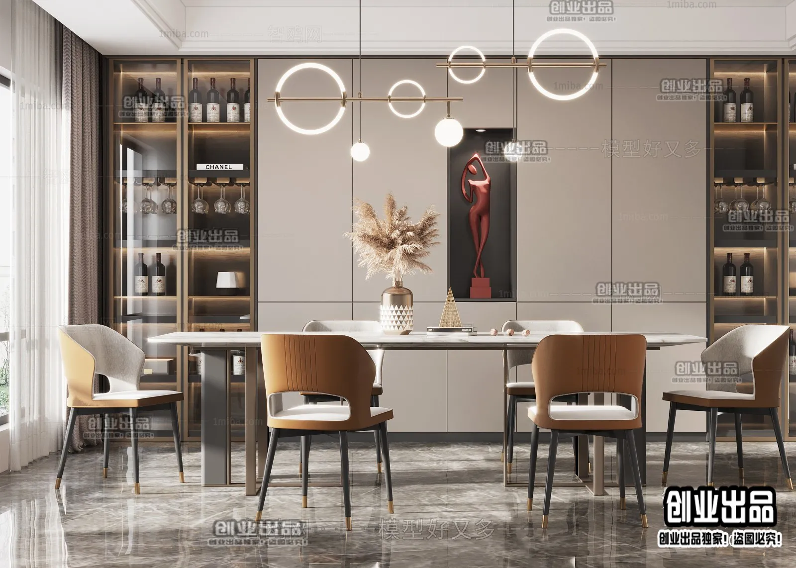 Dining Room – Modern Style Interior 3D Scenes – 005 Dining Room – Modern Style Interior 3D Scenes – 005