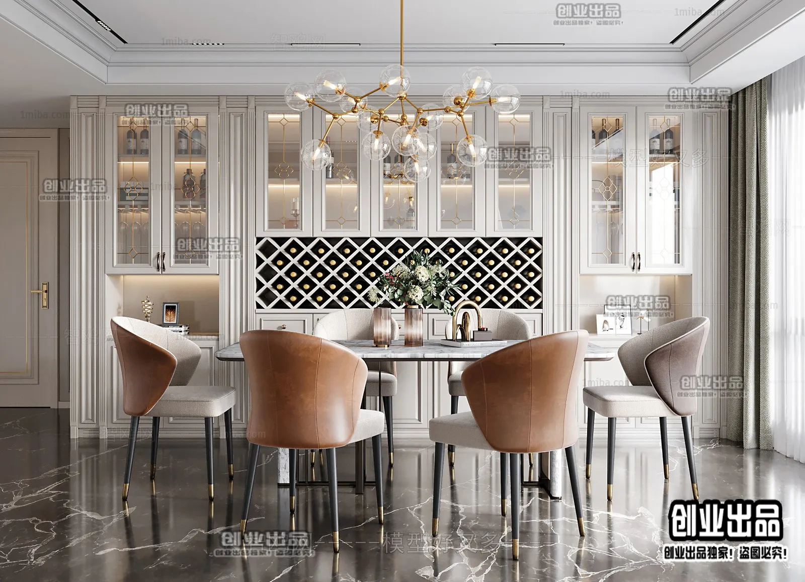 Dining Room – Modern Style Interior 3D Scenes – 006 Dining Room – Modern Style Interior 3D Scenes – 006