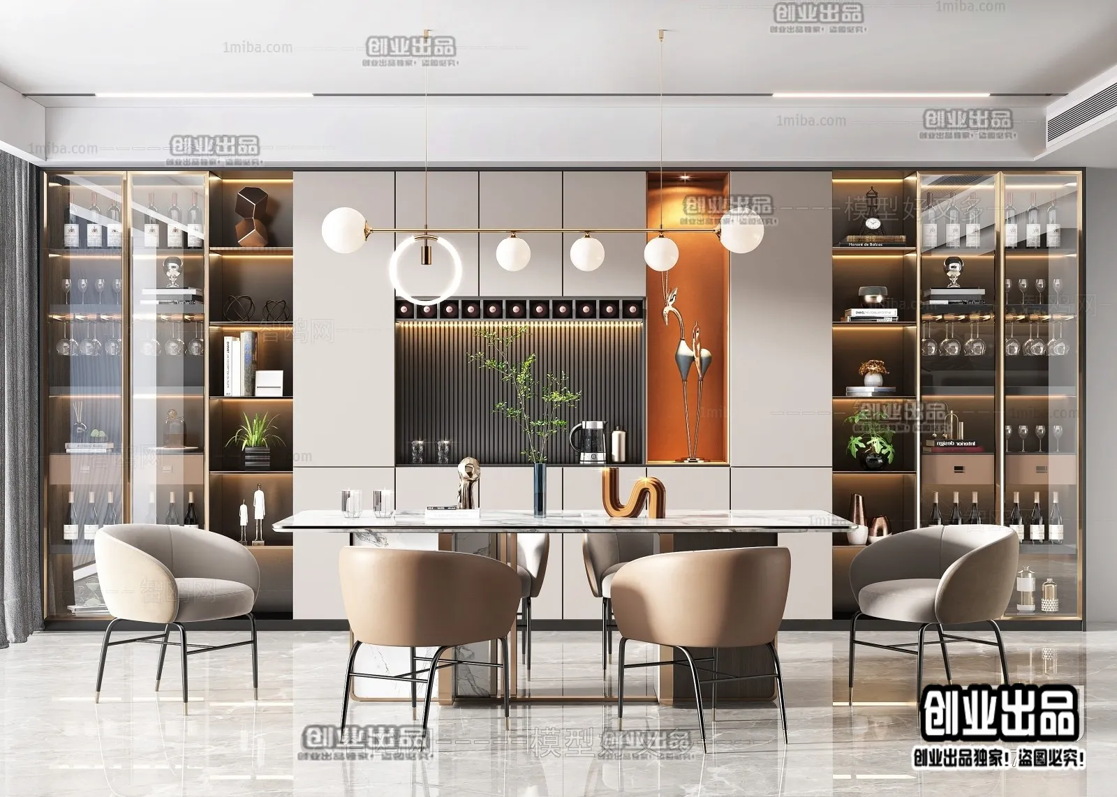 Dining Room – Modern Style Interior 3D Scenes – 008 Dining Room – Modern Style Interior 3D Scenes – 008