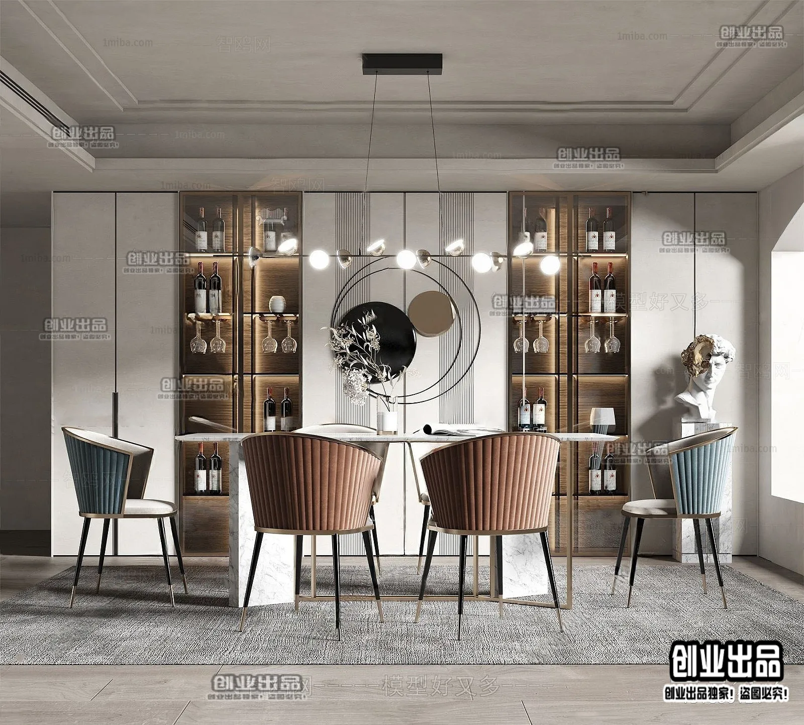 Dining Room – Modern Style Interior 3D Scenes – 012 Dining Room – Modern Style Interior 3D Scenes – 012