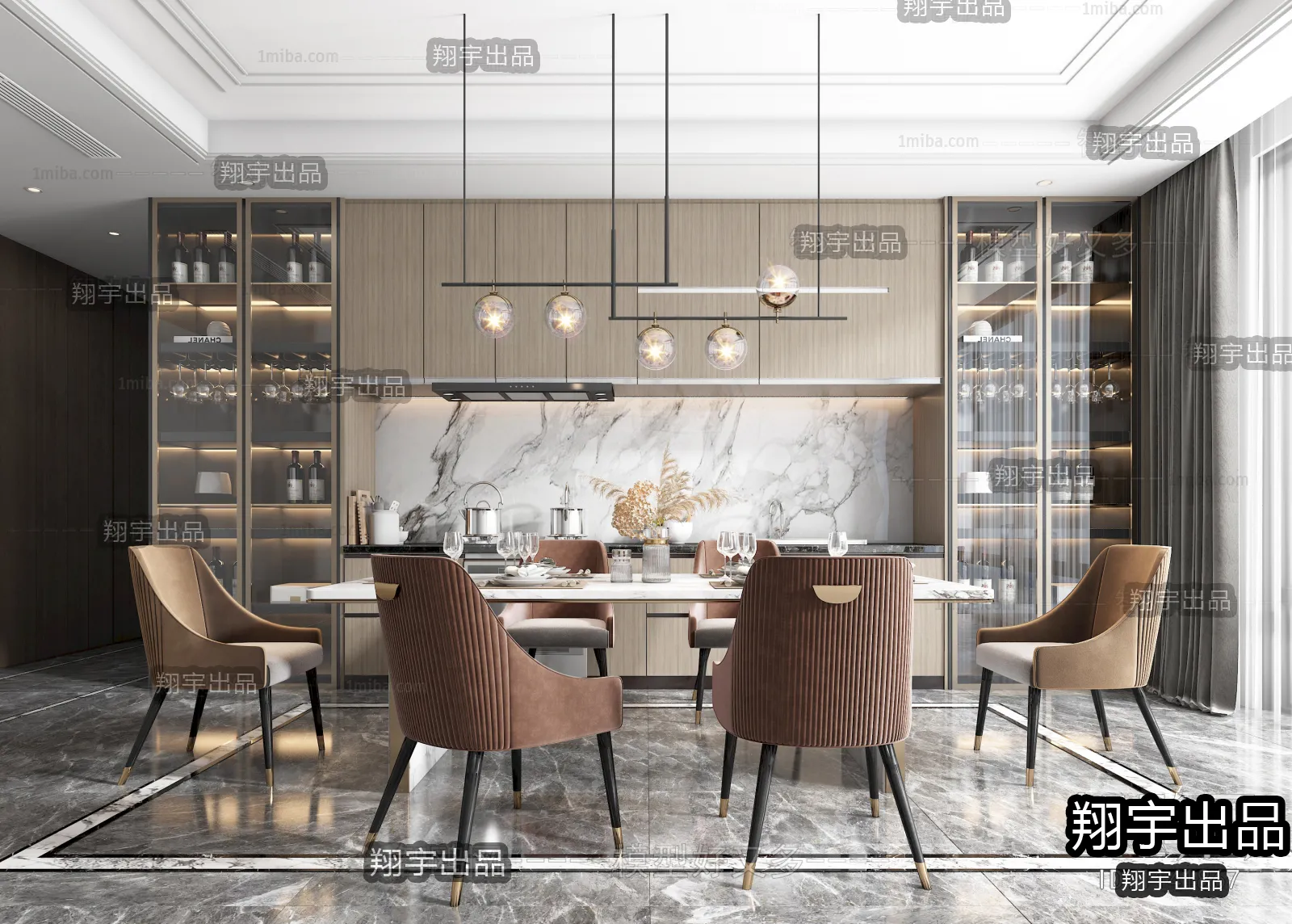 Dining Room – Modern Style Interior 3D Scenes – 013 Dining Room – Modern Style Interior 3D Scenes – 013