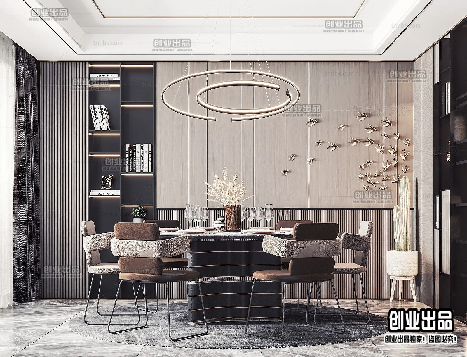 Dining Room – Modern Style Interior 3D Scenes – 015 Dining Room – Modern Style Interior 3D Scenes – 015