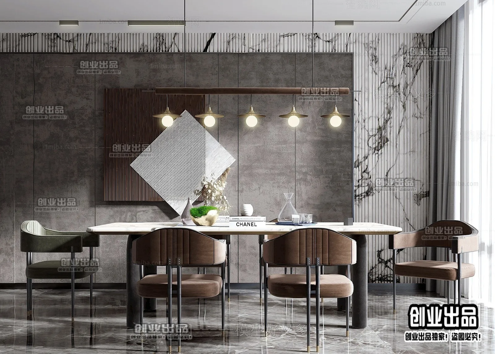 Dining Room – Modern Style Interior 3D Scenes – 016 Dining Room – Modern Style Interior 3D Scenes – 016