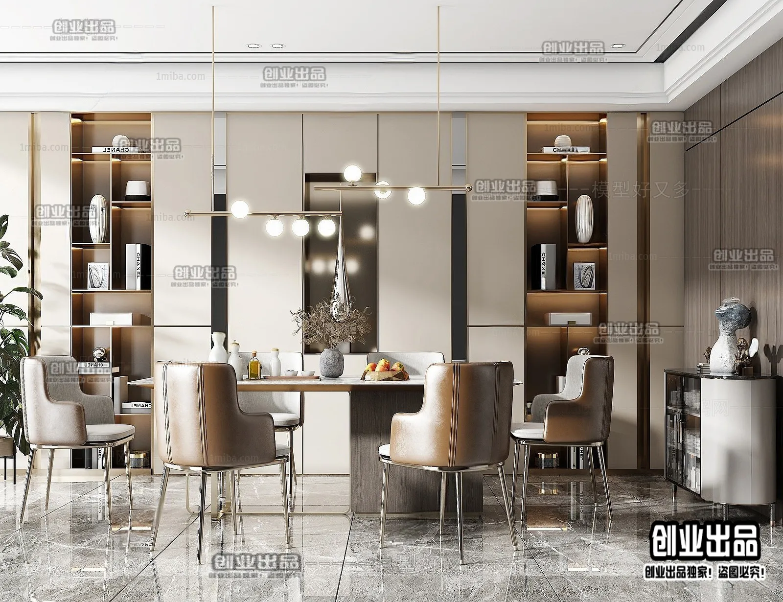 Dining Room – Modern Style Interior 3D Scenes – 017 Dining Room – Modern Style Interior 3D Scenes – 017