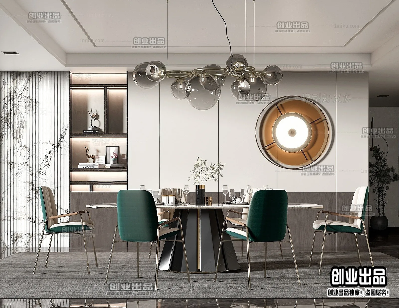 Dining Room – Modern Style Interior 3D Scenes – 018 Dining Room – Modern Style Interior 3D Scenes – 018