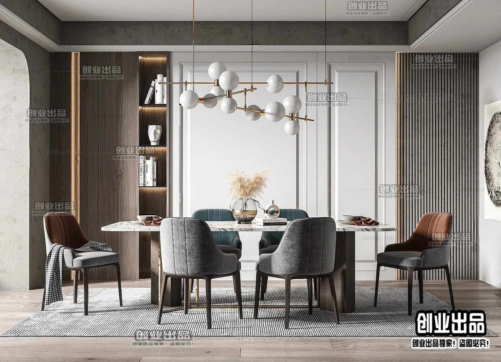 Dining Room – Modern Style Interior 3D Scenes – 019 Dining Room – Modern Style Interior 3D Scenes – 019