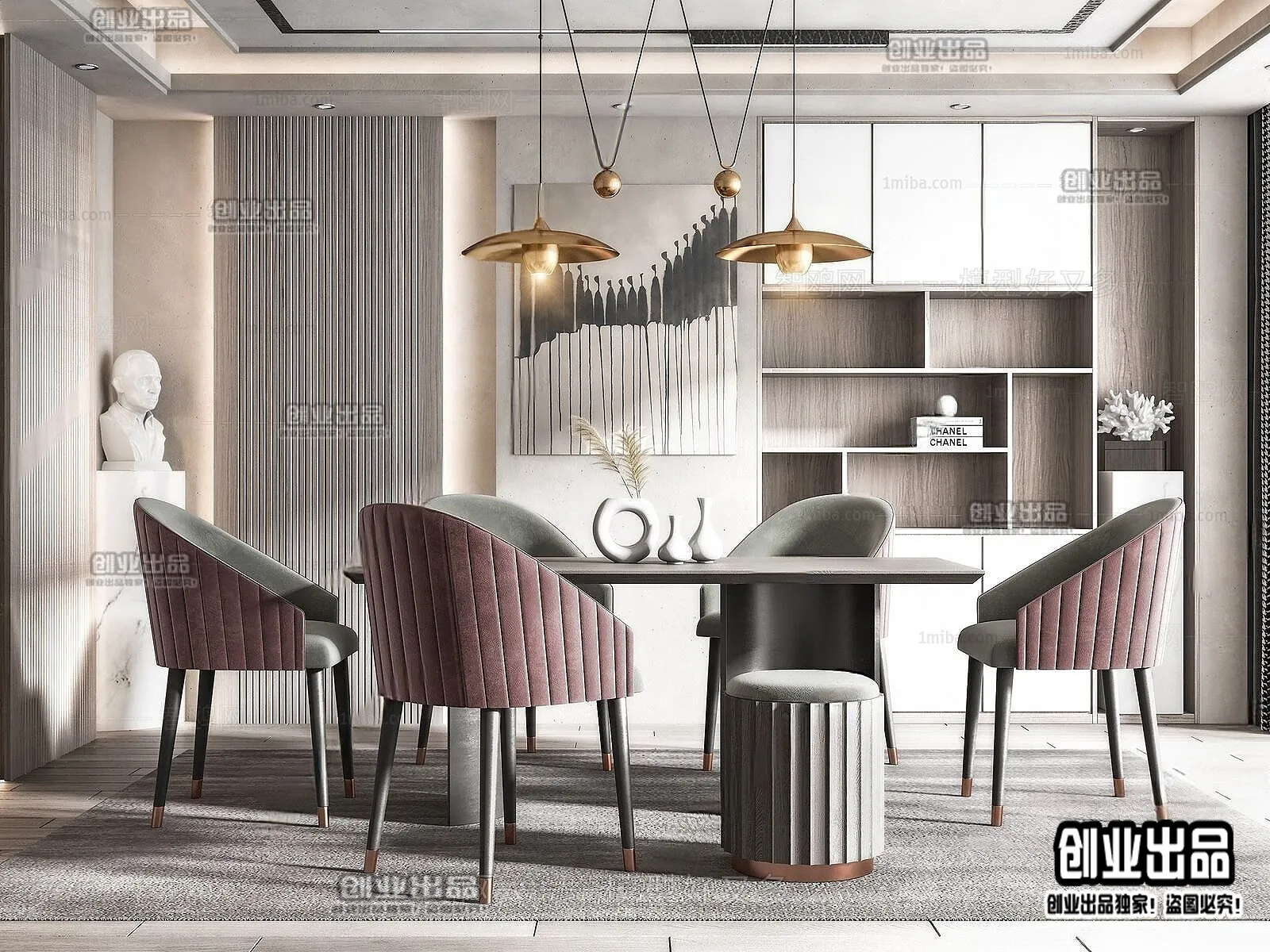 Dining Room – Modern Style Interior 3D Scenes – 020 Dining Room – Modern Style Interior 3D Scenes – 020