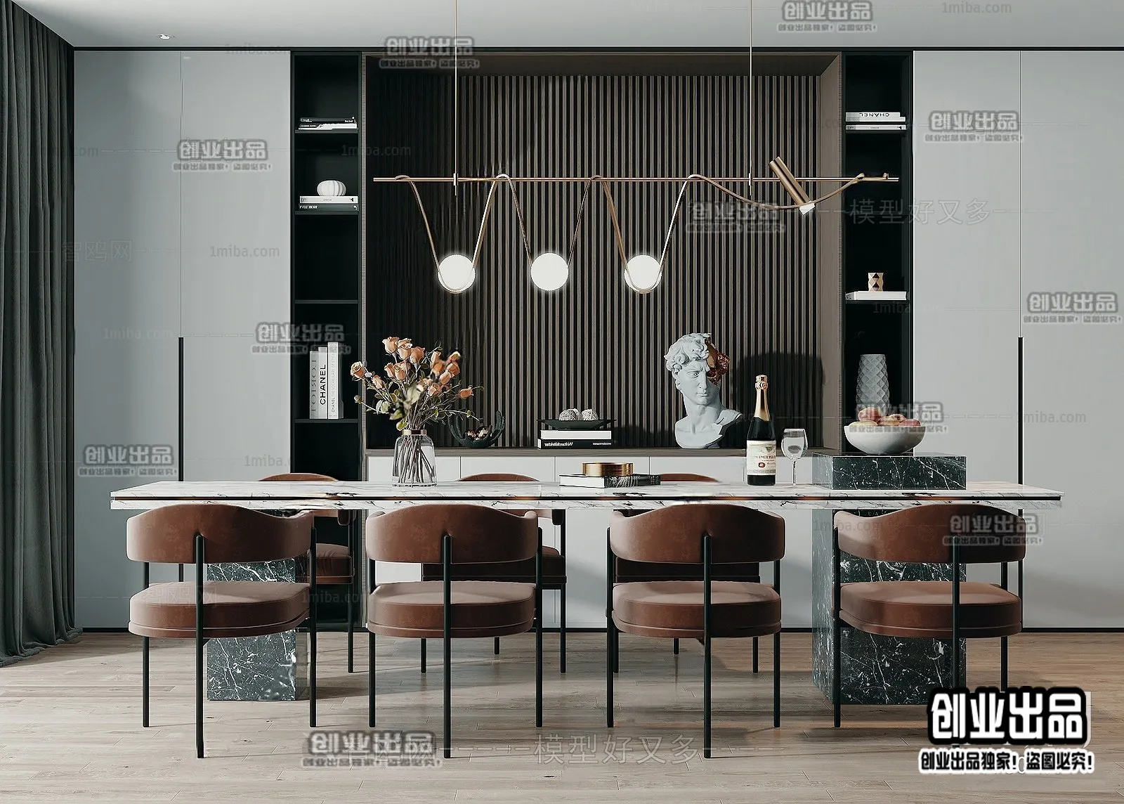 Dining Room – Modern Style Interior 3D Scenes – 023 Dining Room – Modern Style Interior 3D Scenes – 023