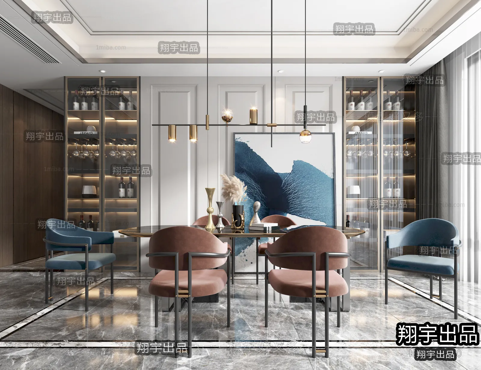 Dining Room – Modern Style Interior 3D Scenes – 024 Dining Room – Modern Style Interior 3D Scenes – 024