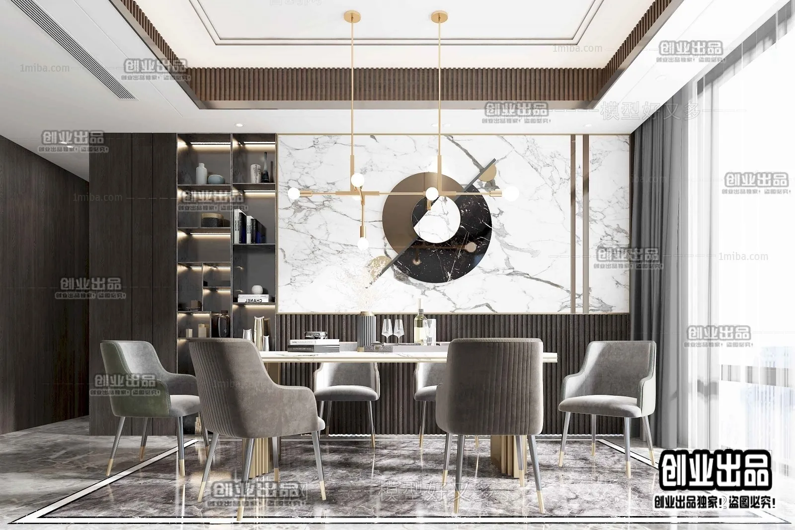 Dining Room – Modern Style Interior 3D Scenes – 027 Dining Room – Modern Style Interior 3D Scenes – 027