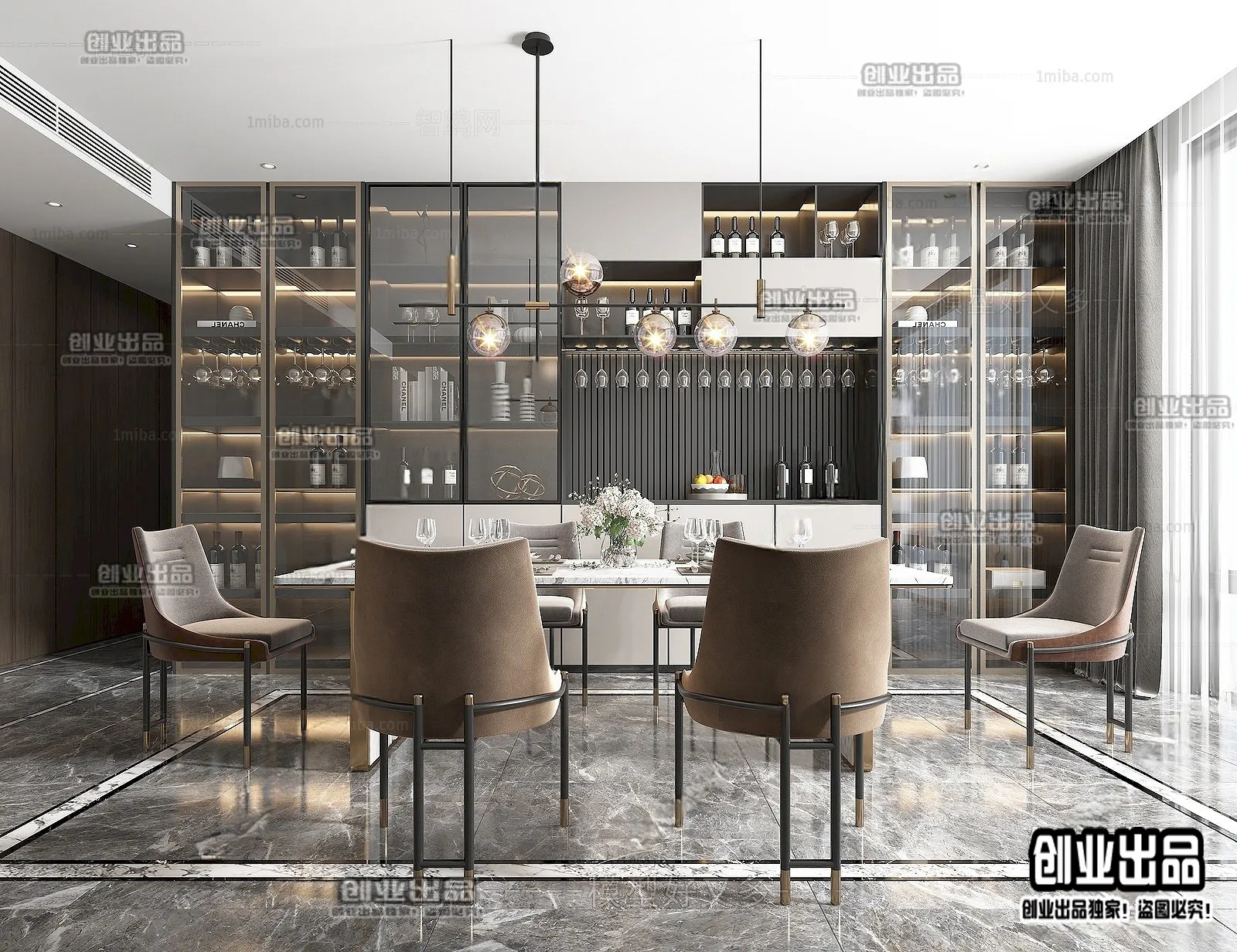 Dining Room – Modern Style Interior 3D Scenes – 028 Dining Room – Modern Style Interior 3D Scenes – 028