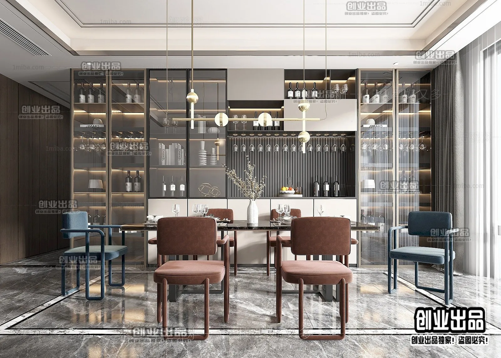 Dining Room – Modern Style Interior 3D Scenes – 031 Dining Room – Modern Style Interior 3D Scenes – 031