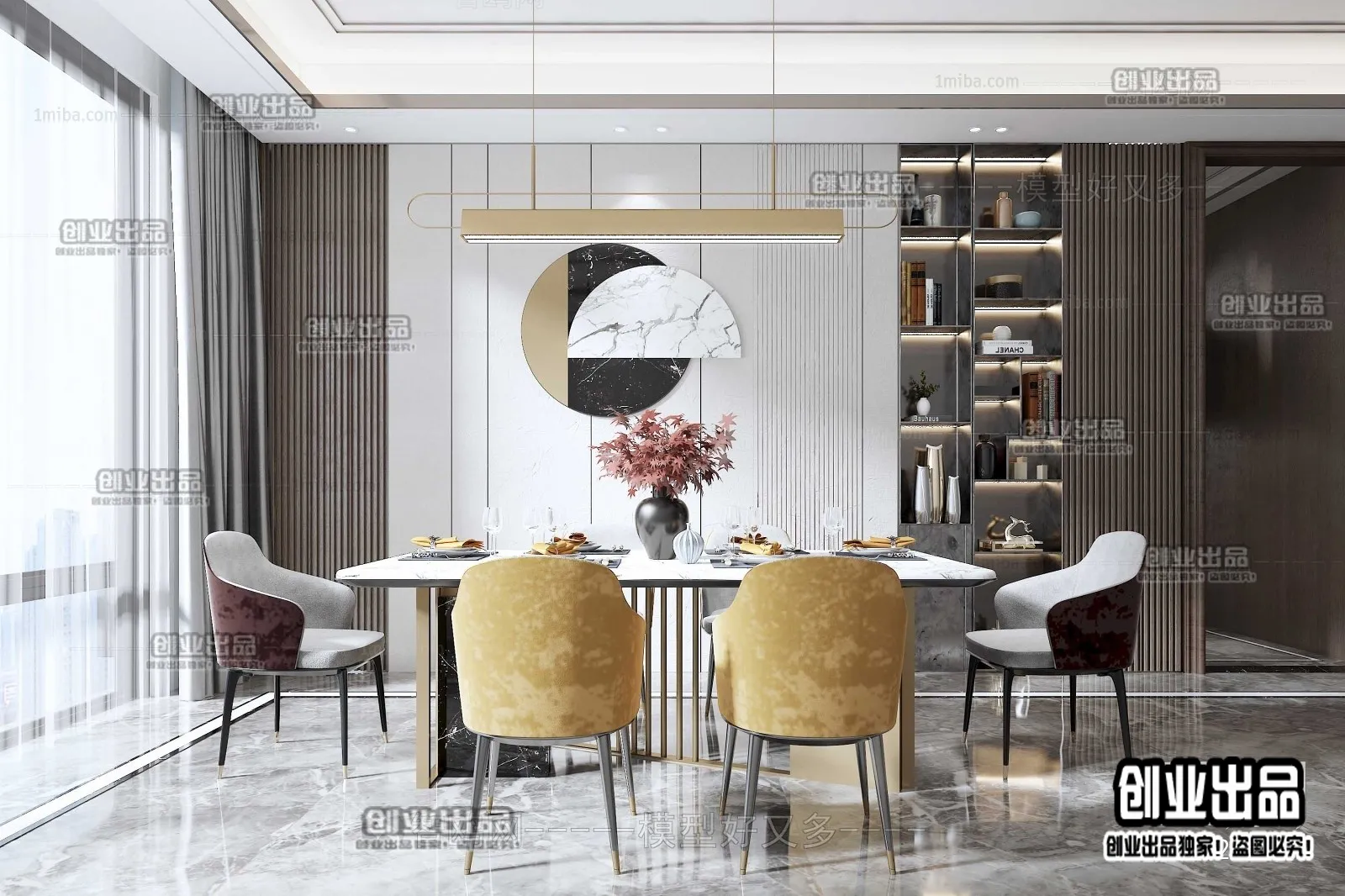 Dining Room – Modern Style Interior 3D Scenes – 033 Dining Room – Modern Style Interior 3D Scenes – 033