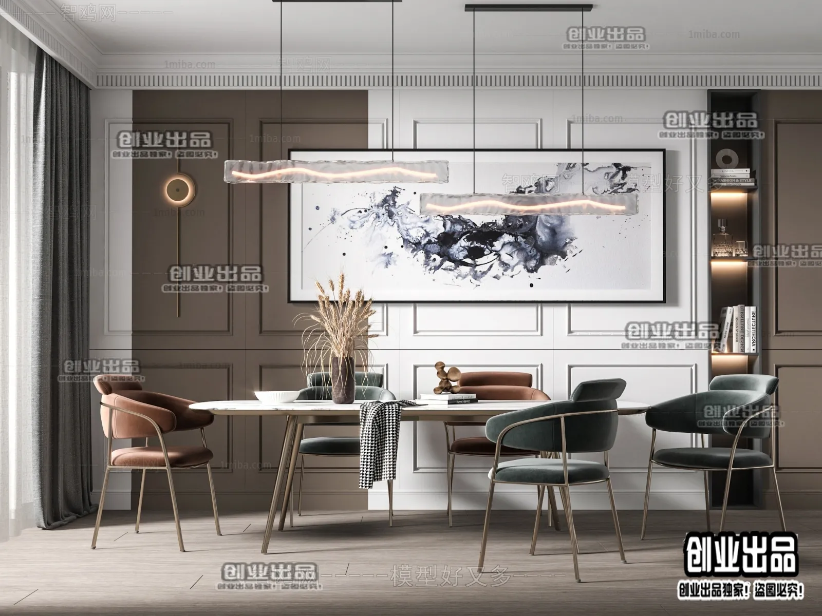 Dining Room – Modern Style Interior 3D Scenes – 046 Dining Room – Modern Style Interior 3D Scenes – 046