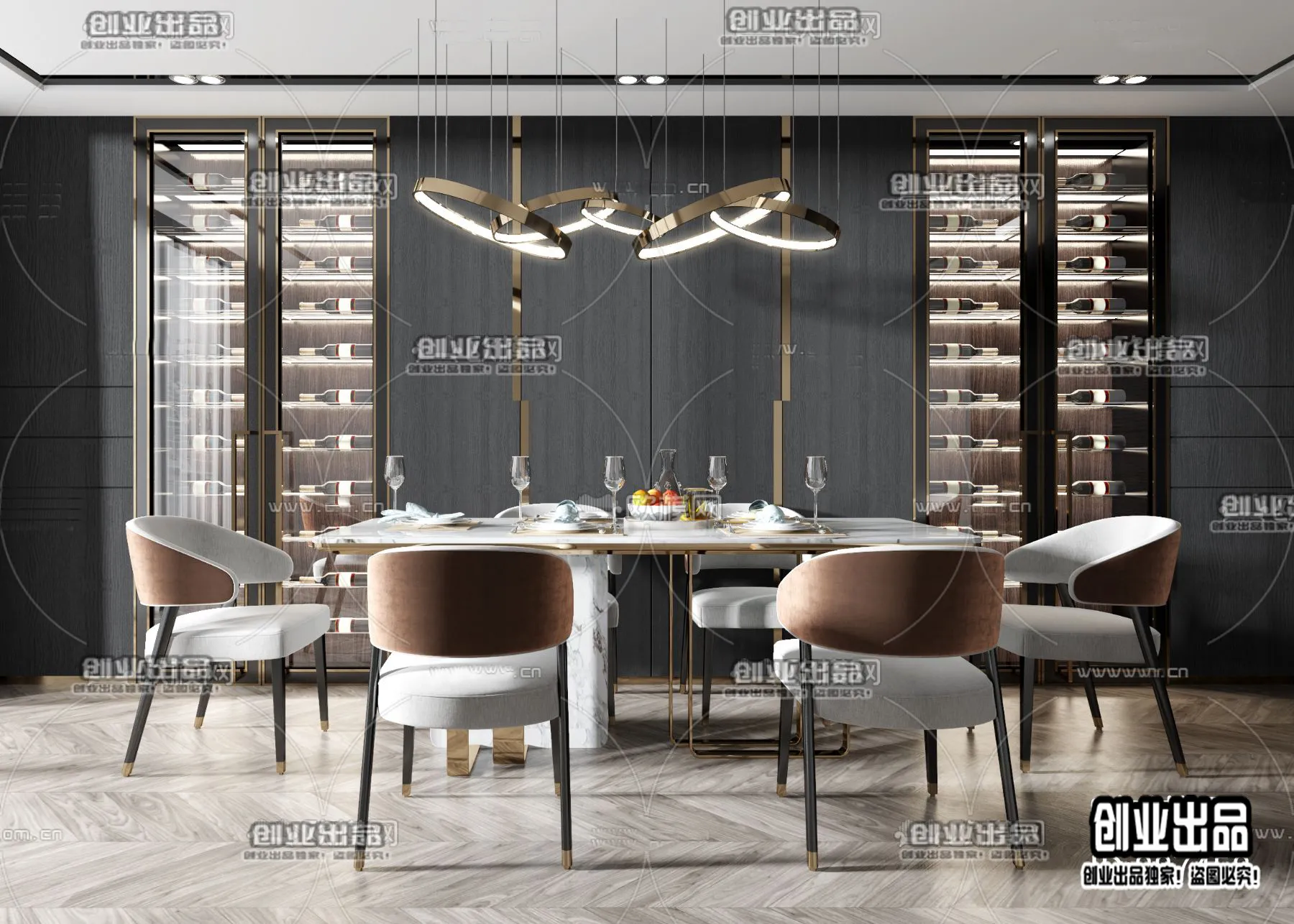 Dining Room – Modern Style Interior 3D Scenes – 048 Dining Room – Modern Style Interior 3D Scenes – 048