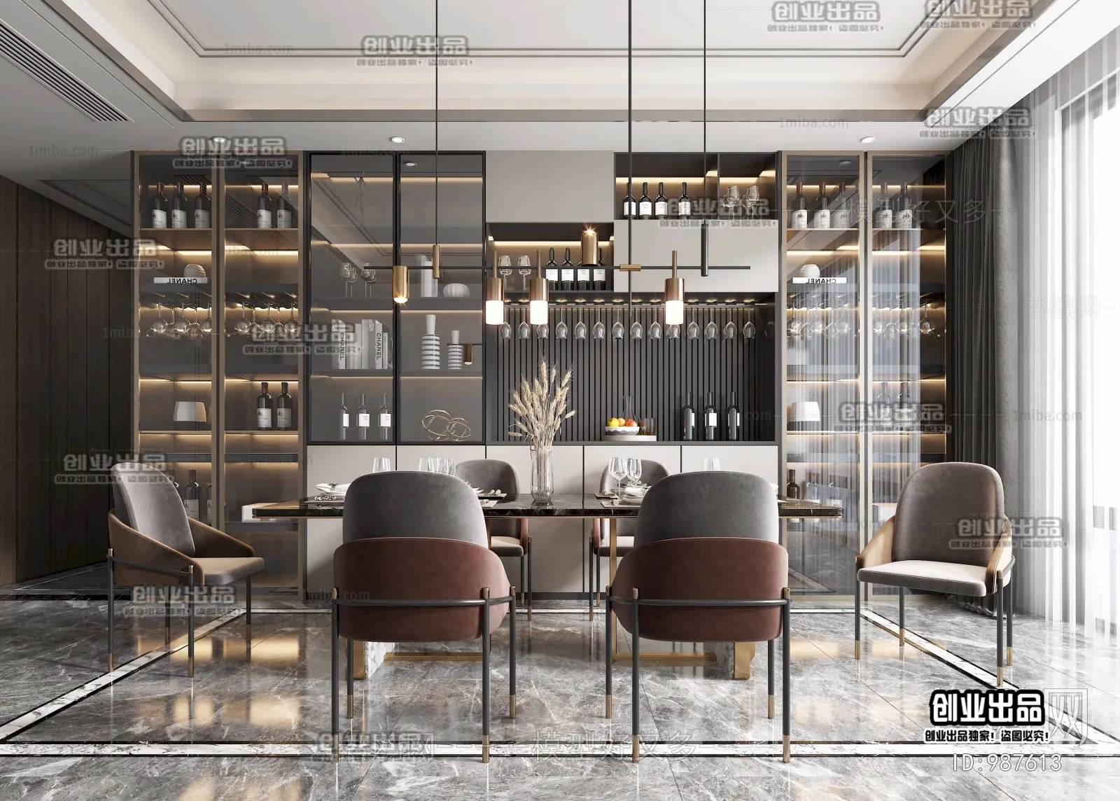 Dining Room – Modern Style Interior 3D Scenes – 049 Dining Room – Modern Style Interior 3D Scenes – 049