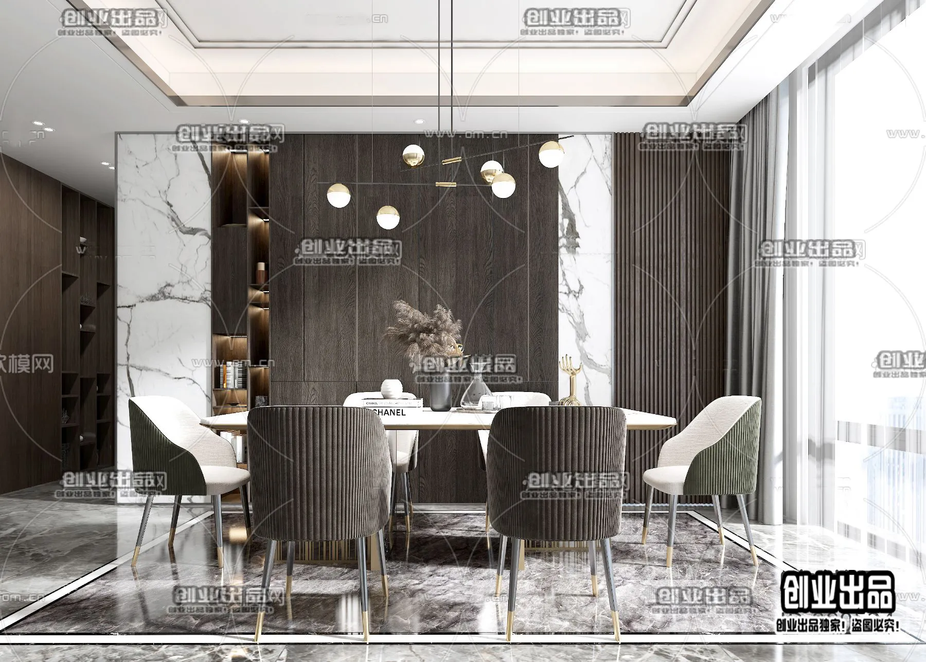 Dining Room – Modern Style Interior 3D Scenes – 053 Dining Room – Modern Style Interior 3D Scenes – 053