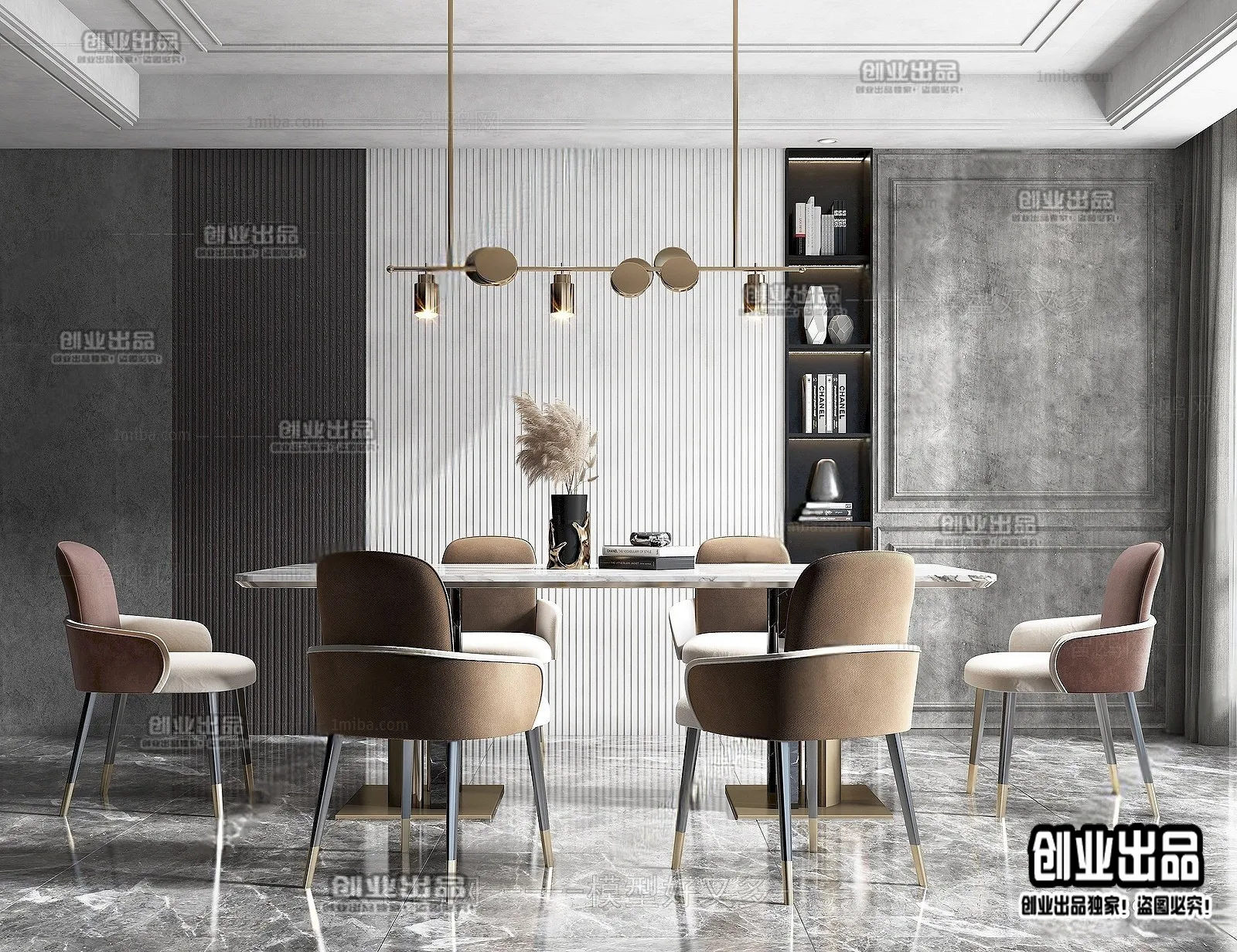 Dining Room – Modern Style Interior 3D Scenes – 060 Dining Room – Modern Style Interior 3D Scenes – 060