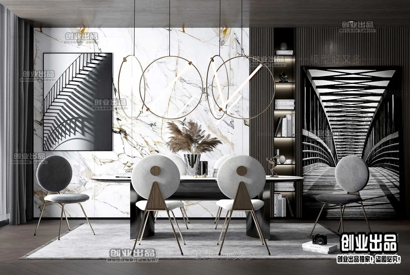 Dining Room – Modern Style Interior 3D Scenes – 072 Dining Room – Modern Style Interior 3D Scenes – 072
