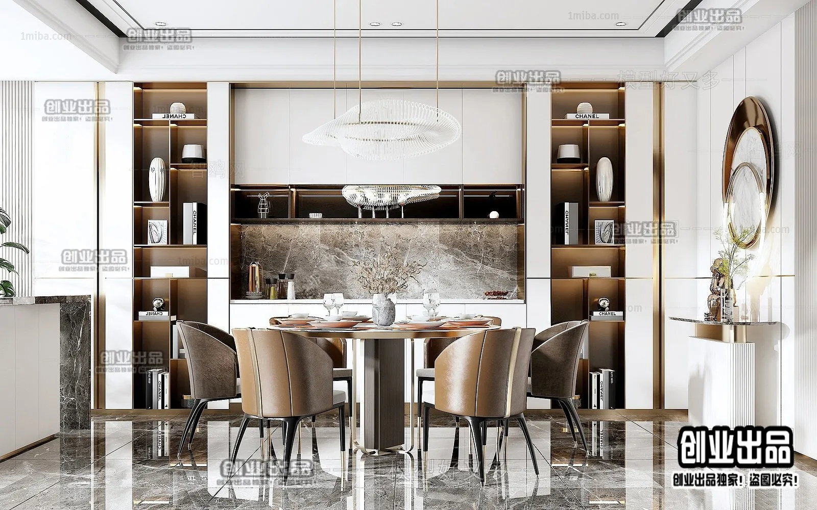 Dining Room – Modern Style Interior 3D Scenes – 076 Dining Room – Modern Style Interior 3D Scenes – 076