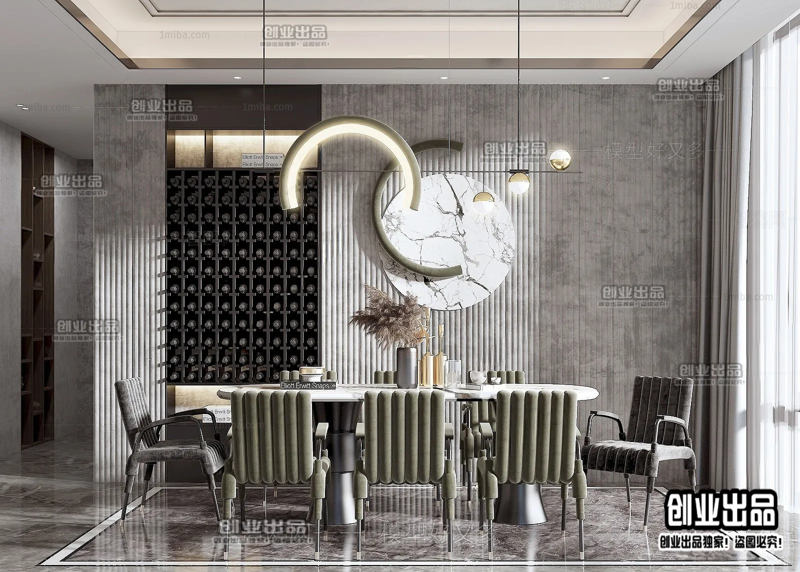 Dining Room – Modern Style Interior 3D Scenes – 079 Dining Room – Modern Style Interior 3D Scenes – 079