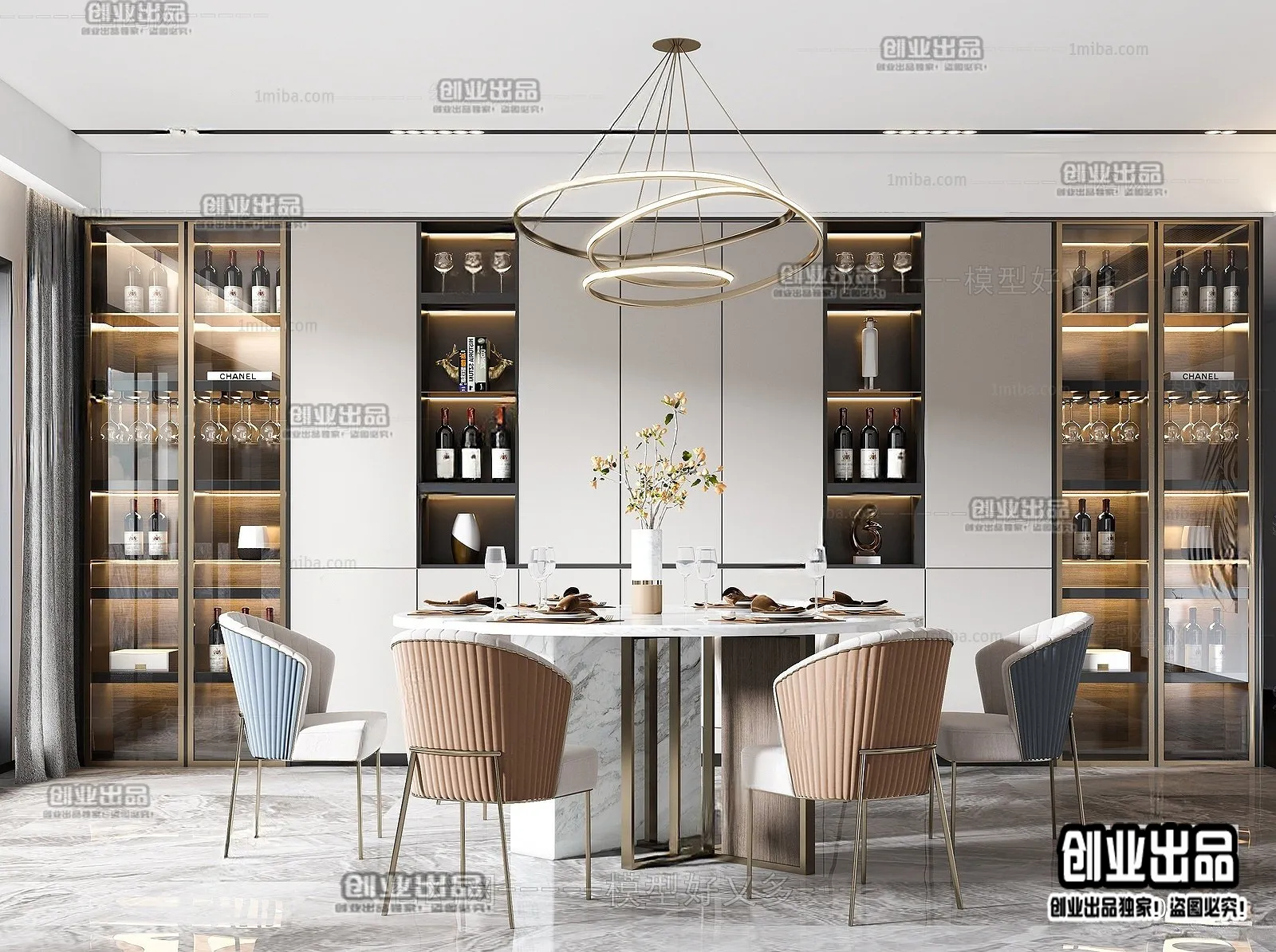 Dining Room – Modern Style Interior 3D Scenes – 081 Dining Room – Modern Style Interior 3D Scenes – 081