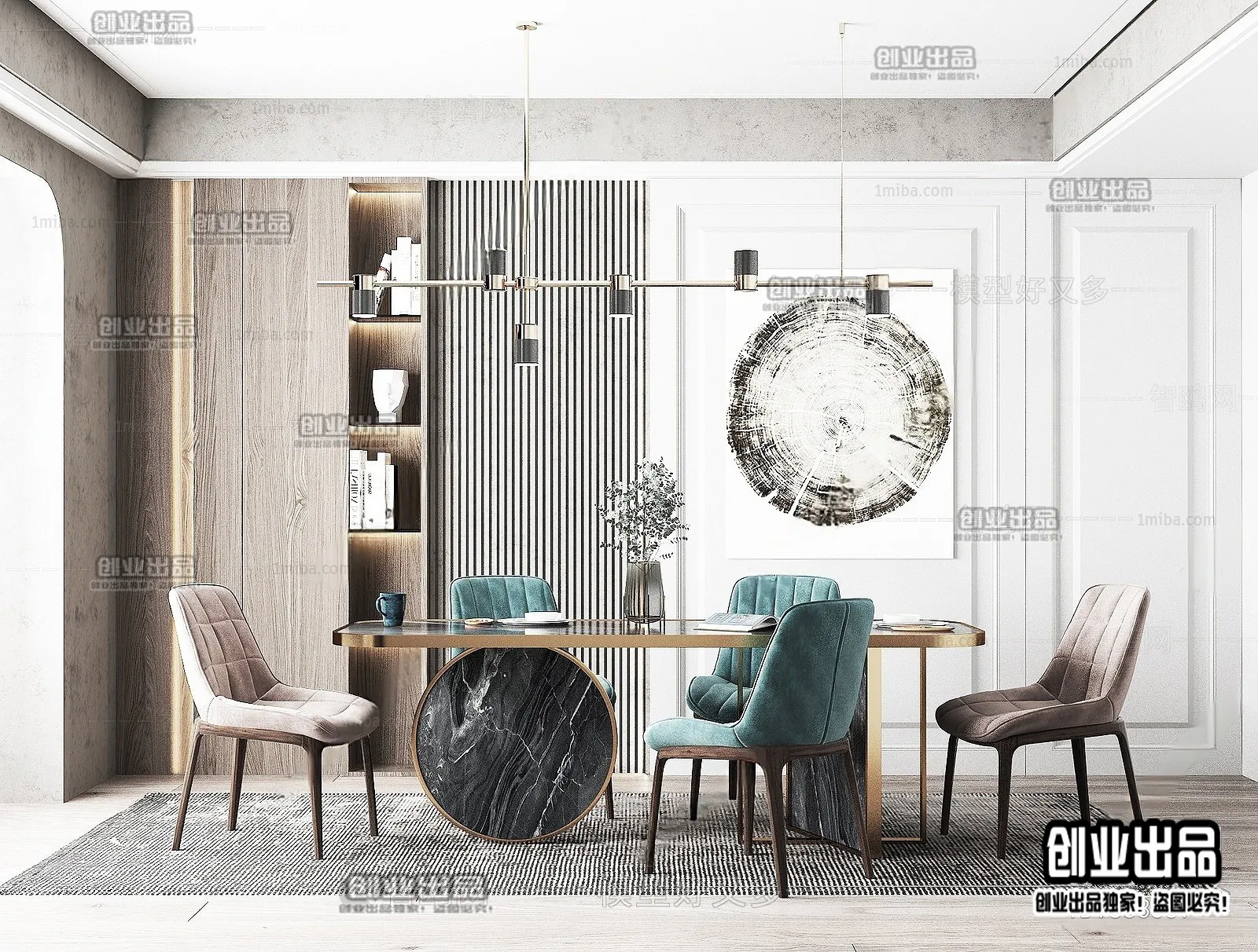 Dining Room – Modern Style Interior 3D Scenes – 082 Dining Room – Modern Style Interior 3D Scenes – 082