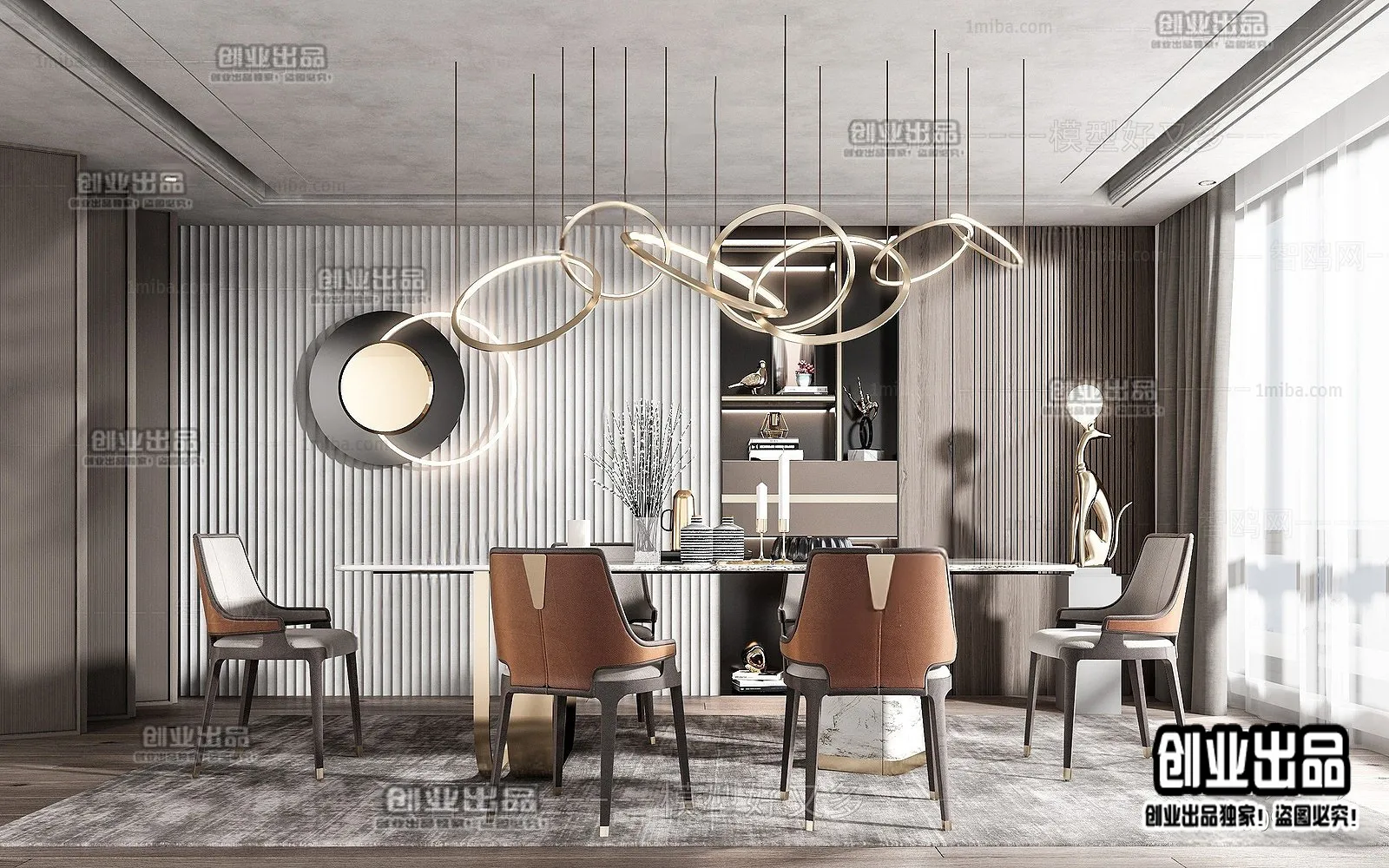 Dining Room – Modern Style Interior 3D Scenes – 083 Dining Room – Modern Style Interior 3D Scenes – 083