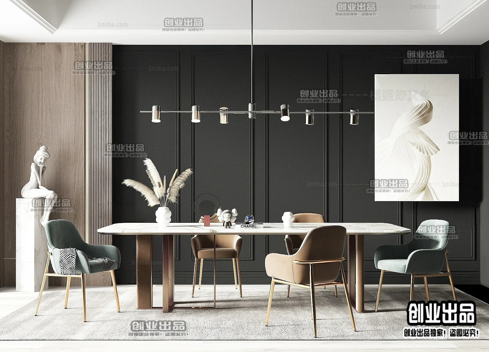 Dining Room – Modern Style Interior 3D Scenes – 084 Dining Room – Modern Style Interior 3D Scenes – 084