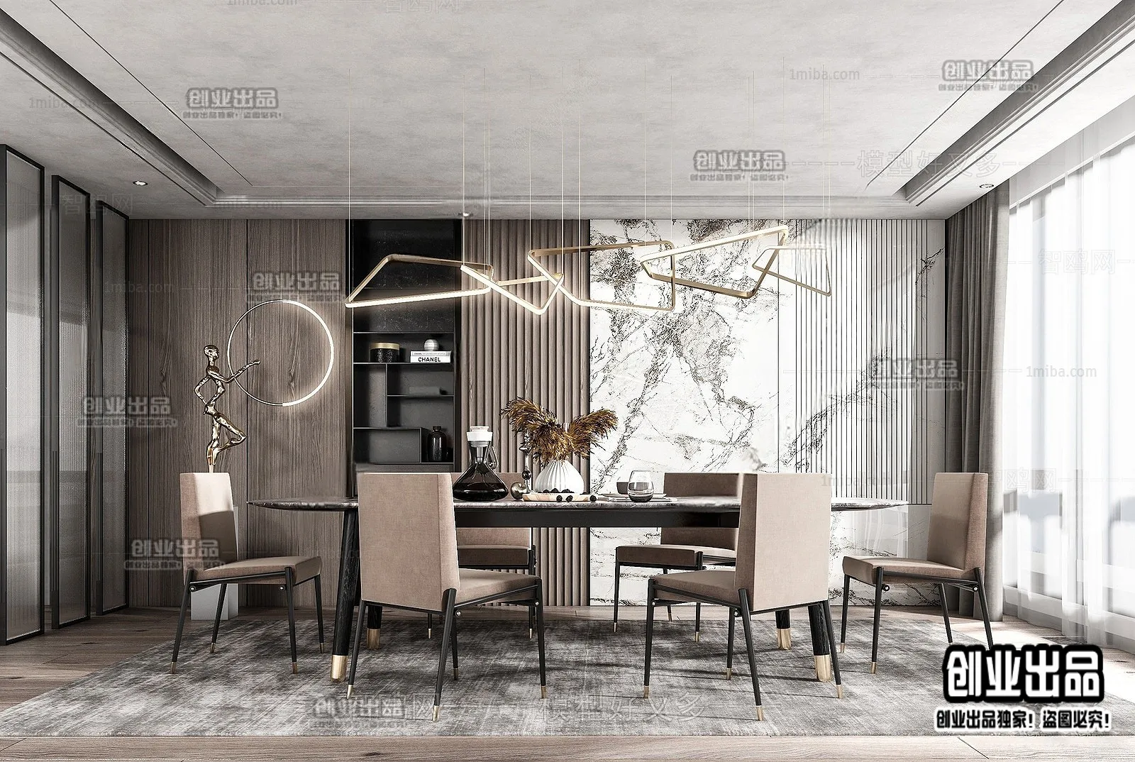 Dining Room – Modern Style Interior 3D Scenes – 085 Dining Room – Modern Style Interior 3D Scenes – 085
