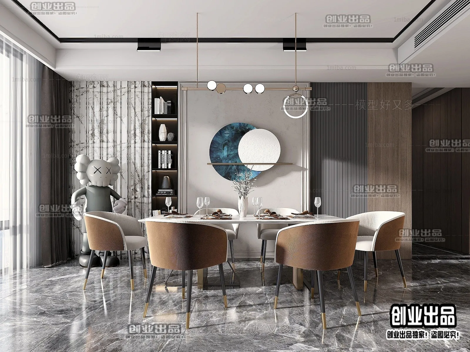 Dining Room – Modern Style Interior 3D Scenes – 092 Dining Room – Modern Style Interior 3D Scenes – 092
