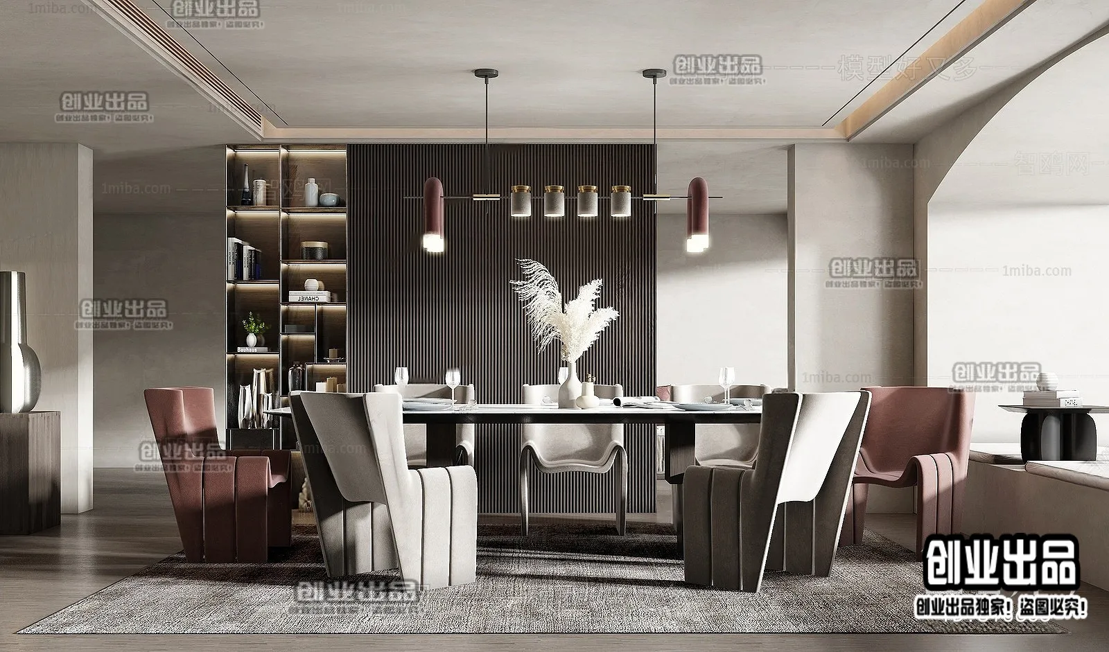 Dining Room – Modern Style Interior 3D Scenes – 093 Dining Room – Modern Style Interior 3D Scenes – 093