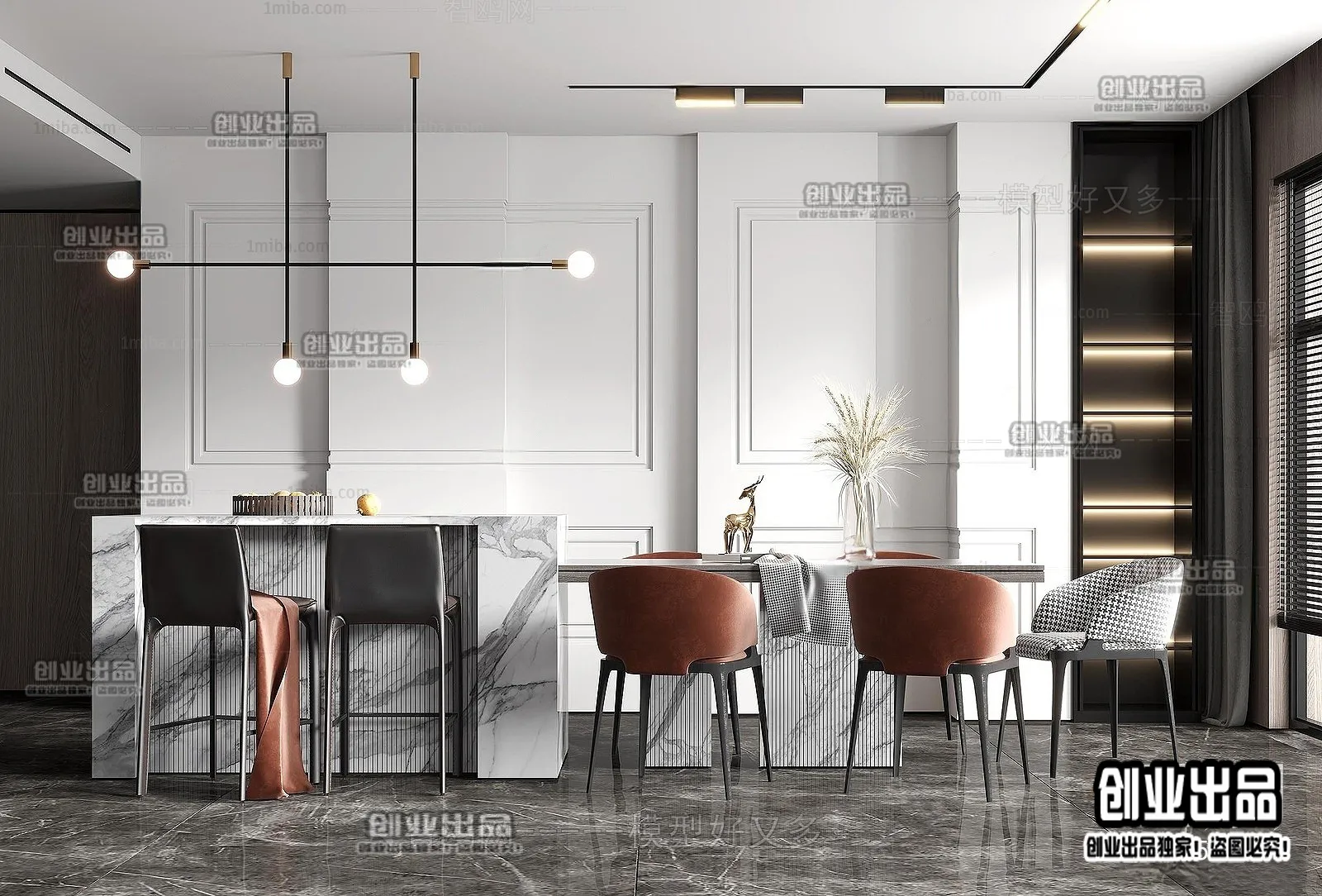 Dining Room – Modern Style Interior 3D Scenes – 094 Dining Room – Modern Style Interior 3D Scenes – 094