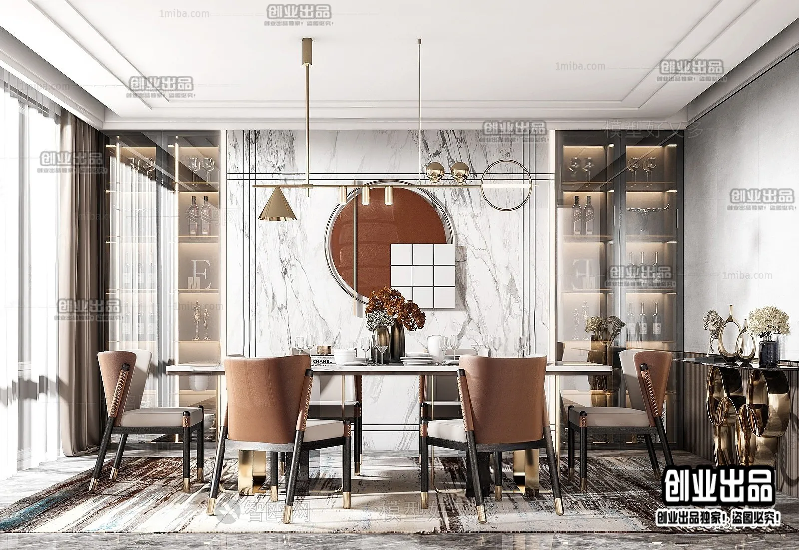 Dining Room – Modern Style Interior 3D Scenes – 096 Dining Room – Modern Style Interior 3D Scenes – 096