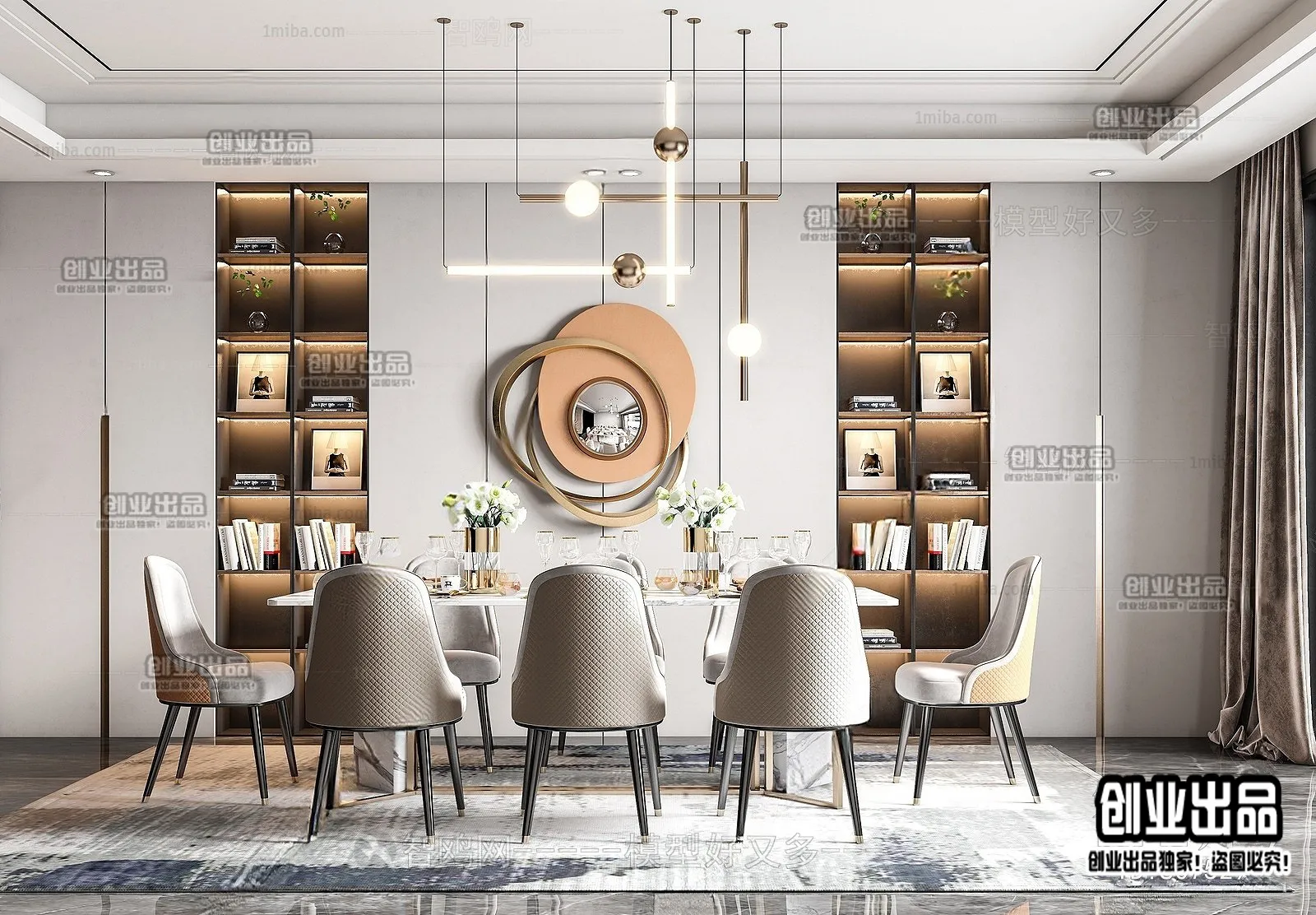 Dining Room – Modern Style Interior 3D Scenes – 097 Dining Room – Modern Style Interior 3D Scenes – 097