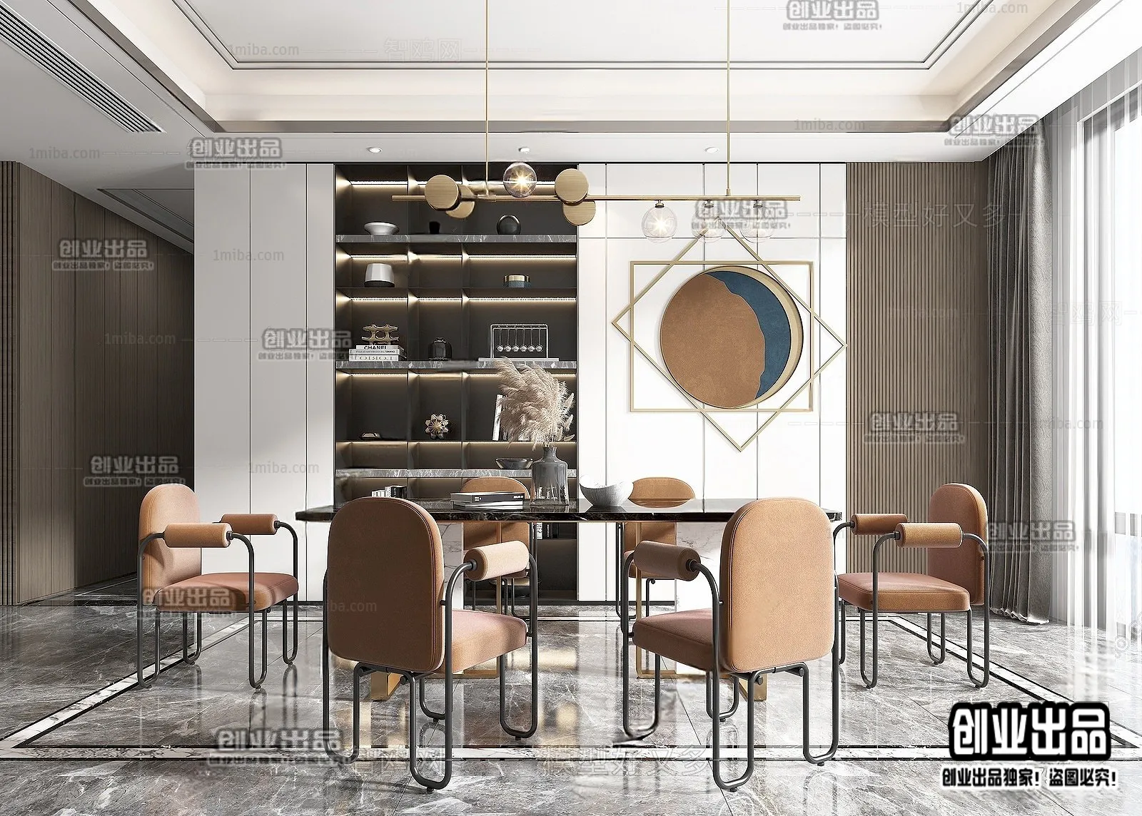Dining Room – Modern Style Interior 3D Scenes – 098 Dining Room – Modern Style Interior 3D Scenes – 098