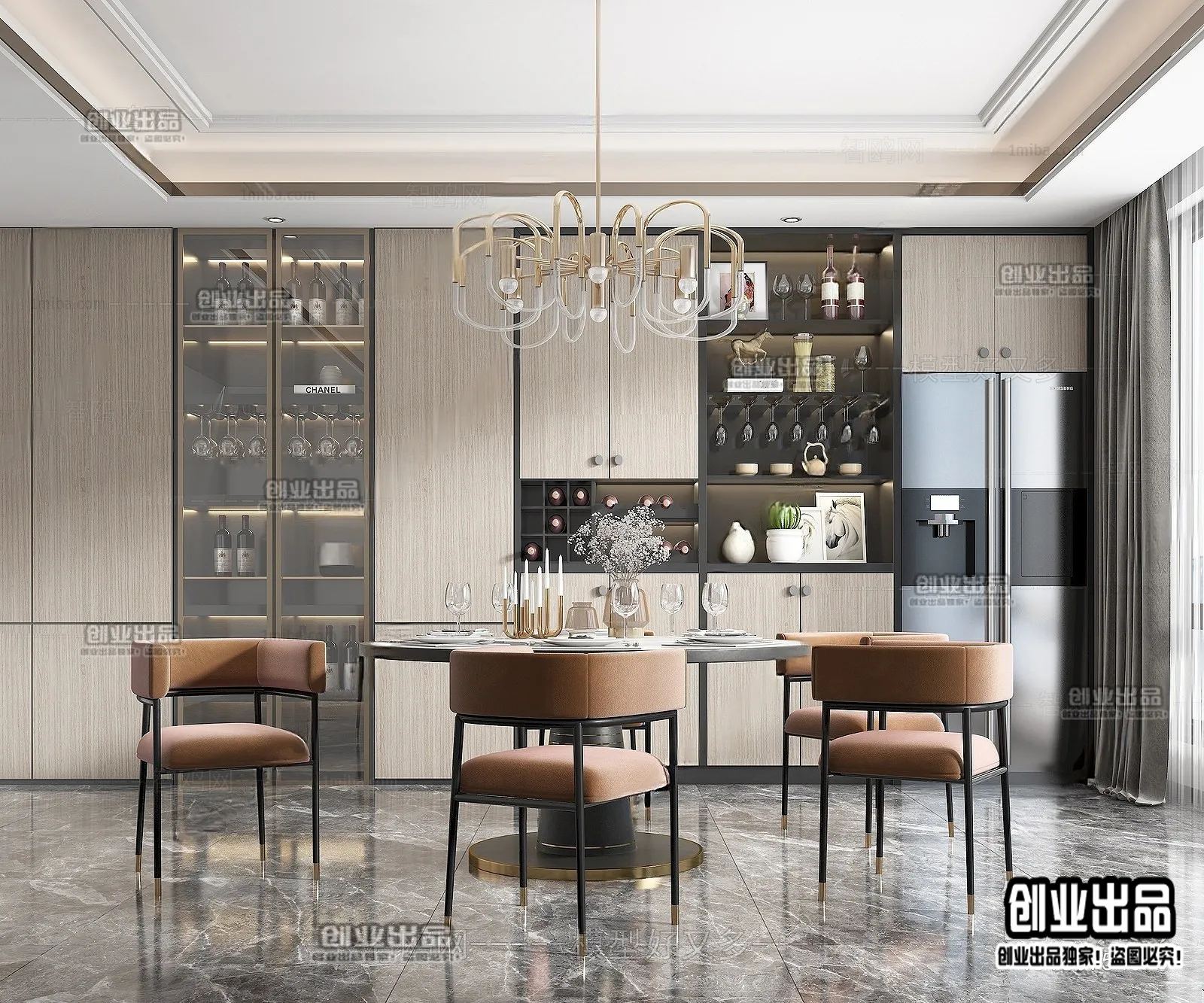 Dining Room – Modern Style Interior 3D Scenes – 100 Dining Room – Modern Style Interior 3D Scenes – 100