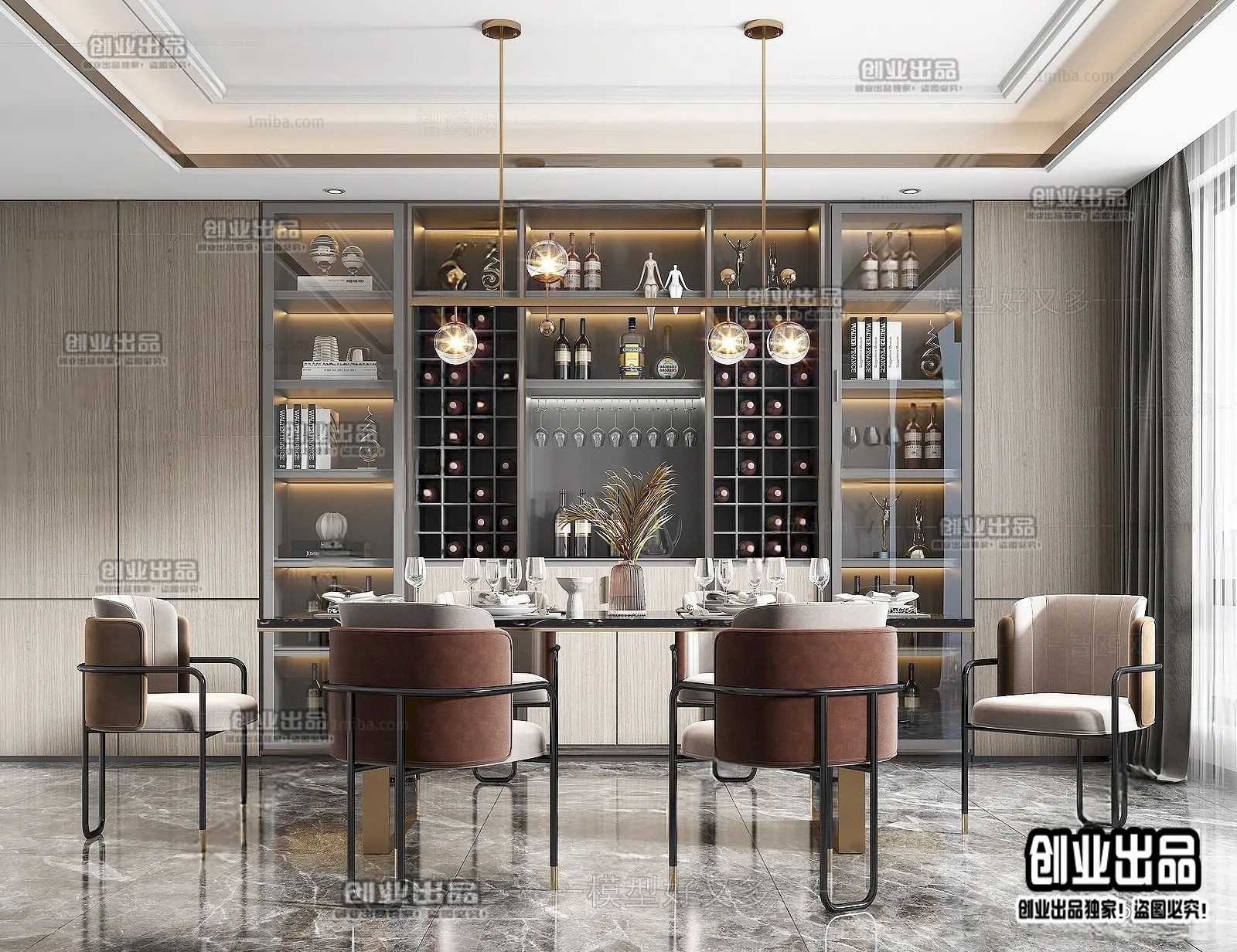 Dining Room – Modern Style Interior 3D Scenes – 103 Dining Room – Modern Style Interior 3D Scenes – 103