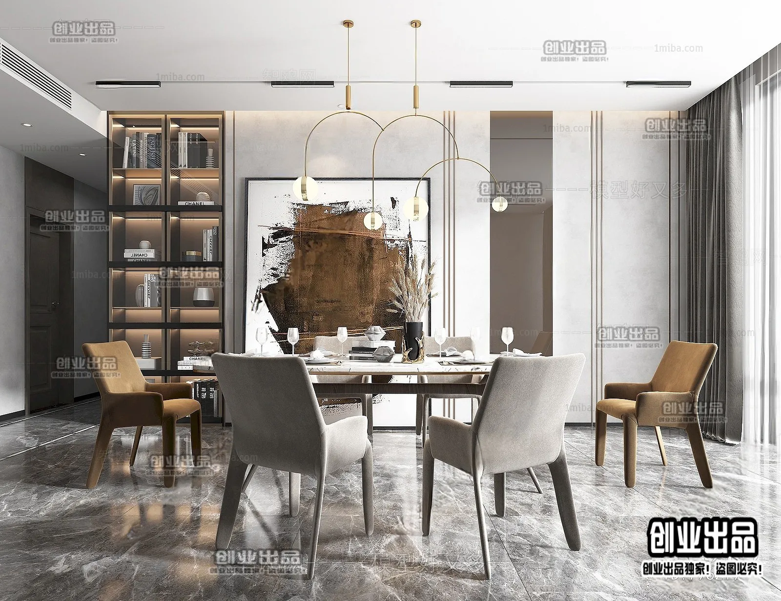 Dining Room – Modern Style Interior 3D Scenes – 104 Dining Room – Modern Style Interior 3D Scenes – 104